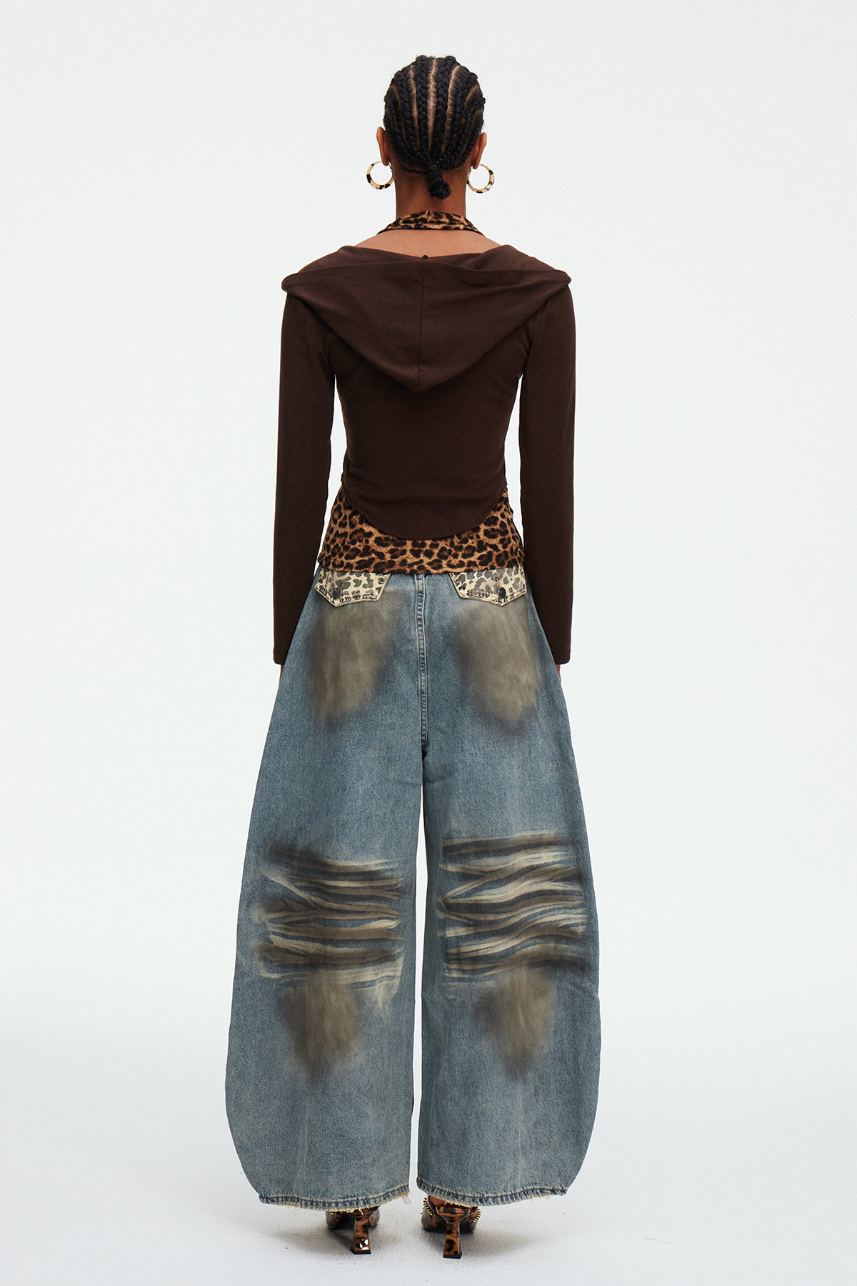 Madelon Ripped Leopard Baggy Jeans