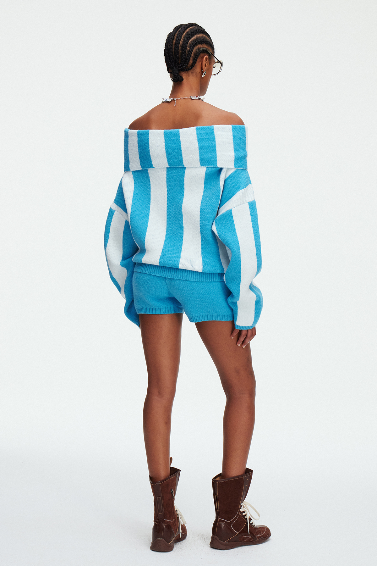 Madhur Off Shoulder Knit Shorts Set