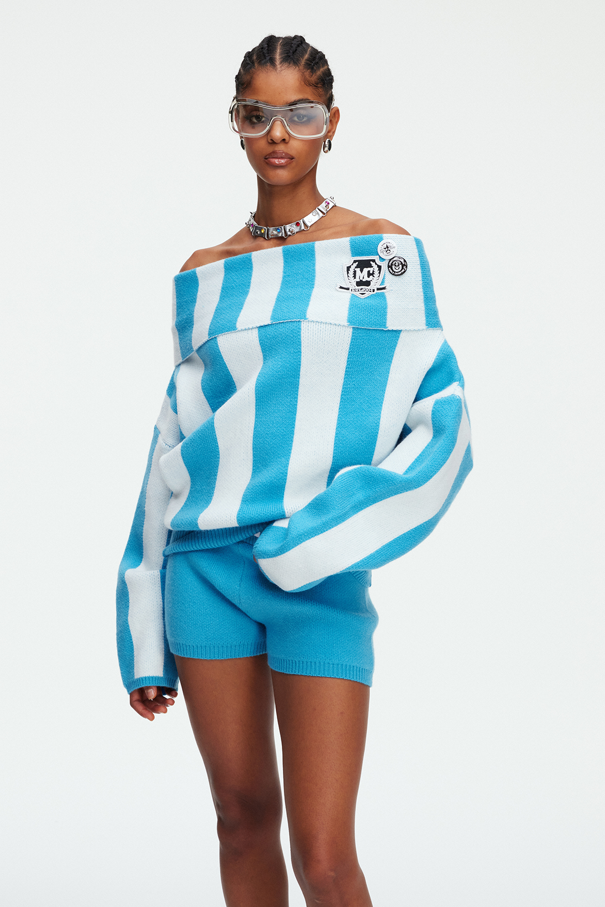 Madhur Off Shoulder Knit Shorts Set