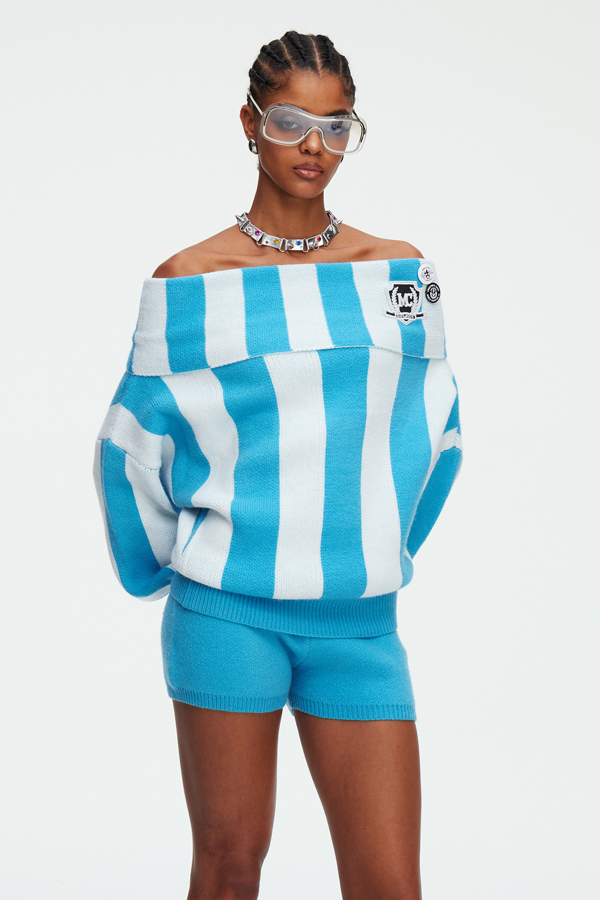 Madhur Off Shoulder Knit Shorts Set