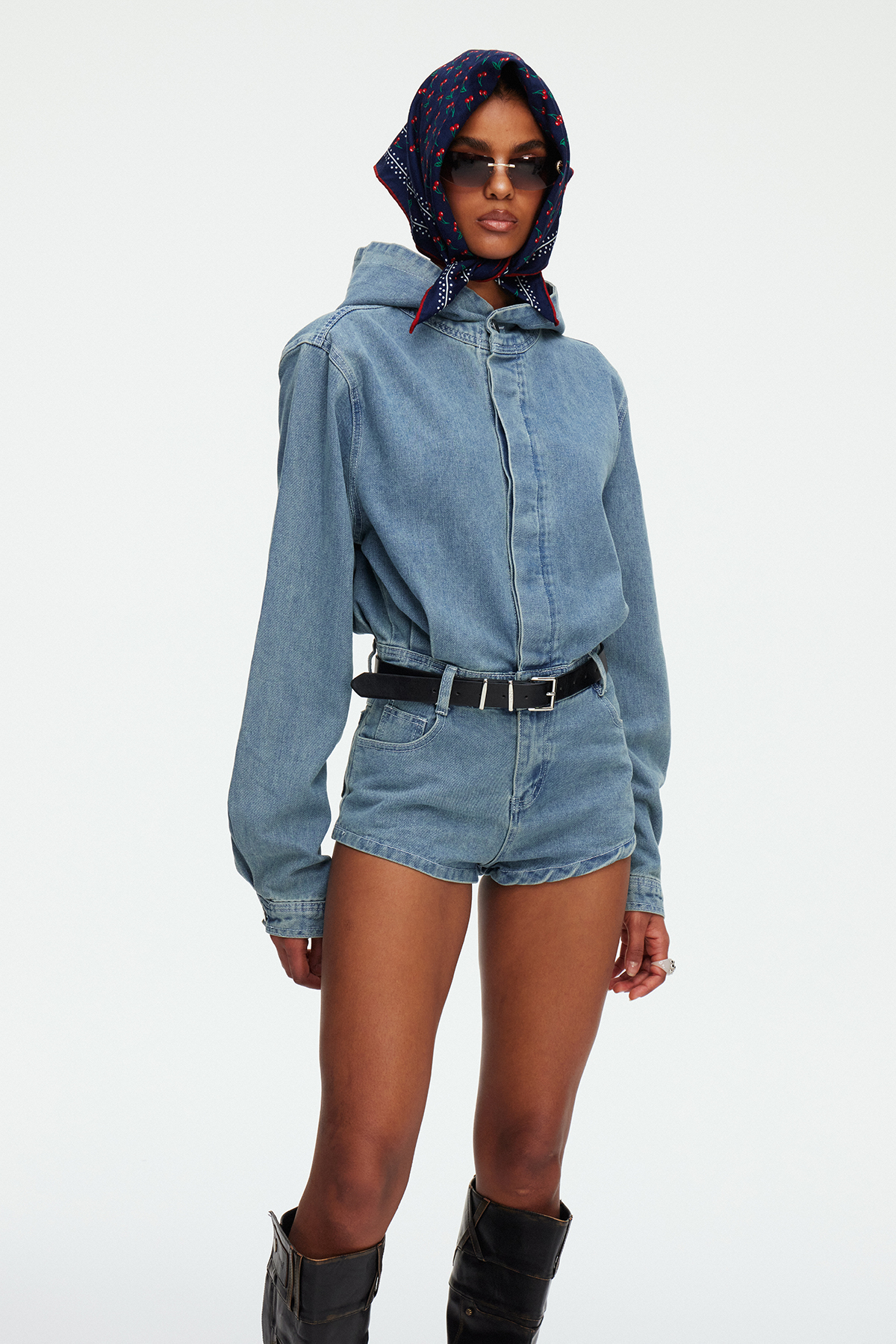 Madicken Hooded Denim Playsuit