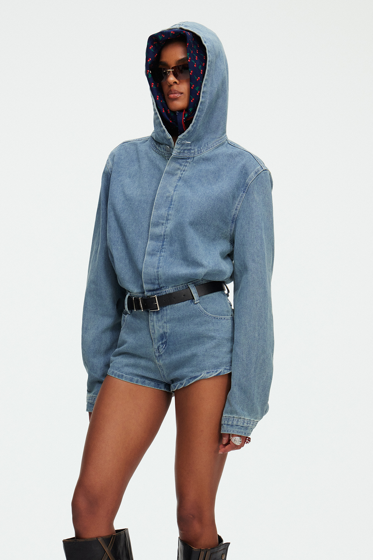 Madicken Hooded Denim Playsuit