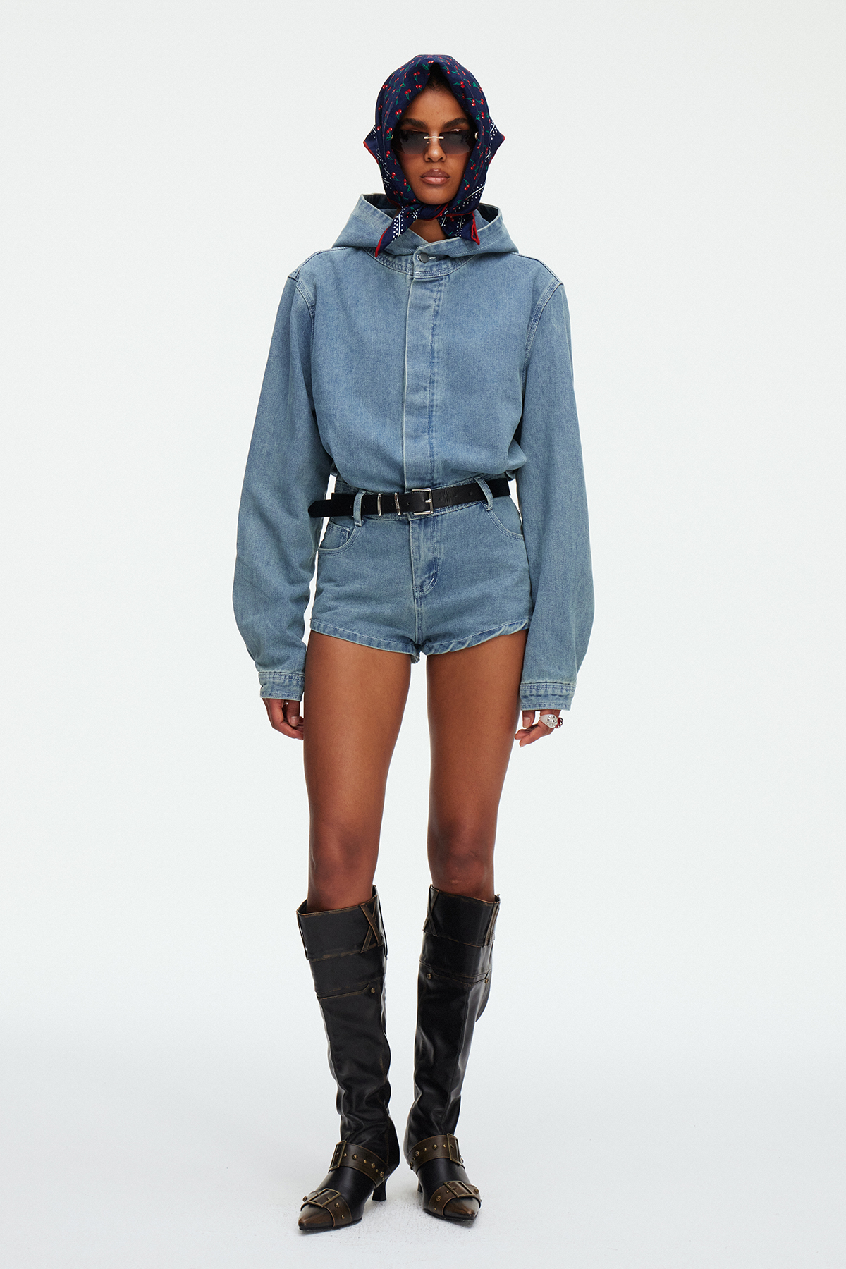 Madicken Hooded Denim Playsuit