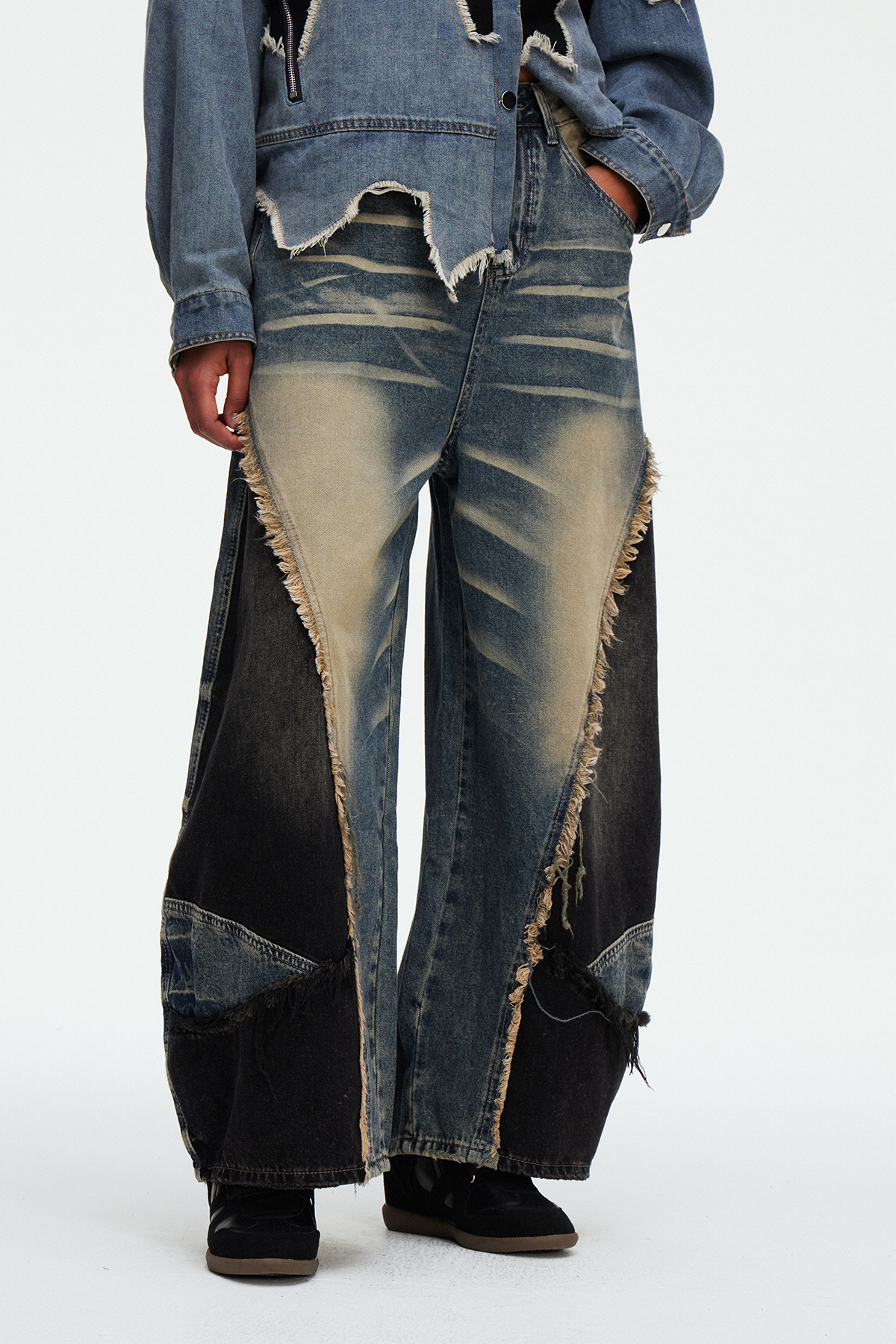 Madilynn Deconstruct Fringe Jeans