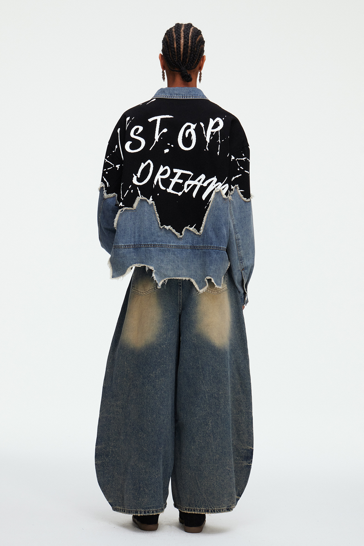 Madiha Deconstruct Print Denim Jacket