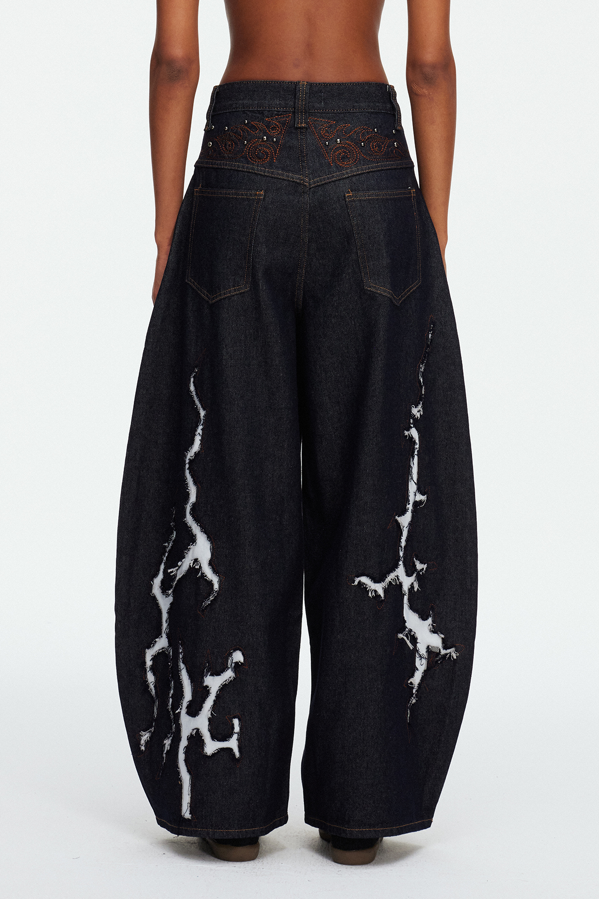 Madis Studded Fringe Baggy Jeans
