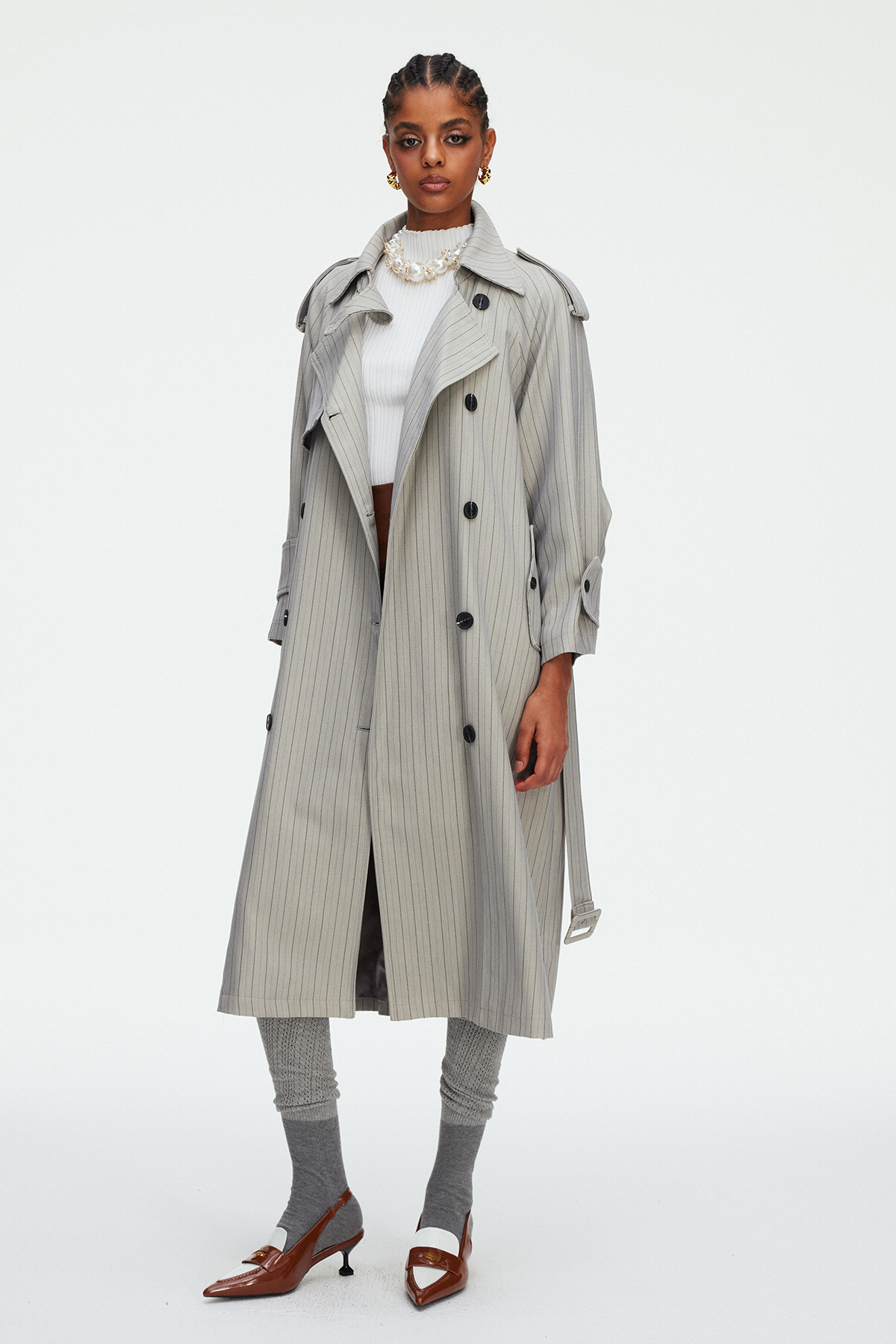 Madisyn Stripe Trench Coat
