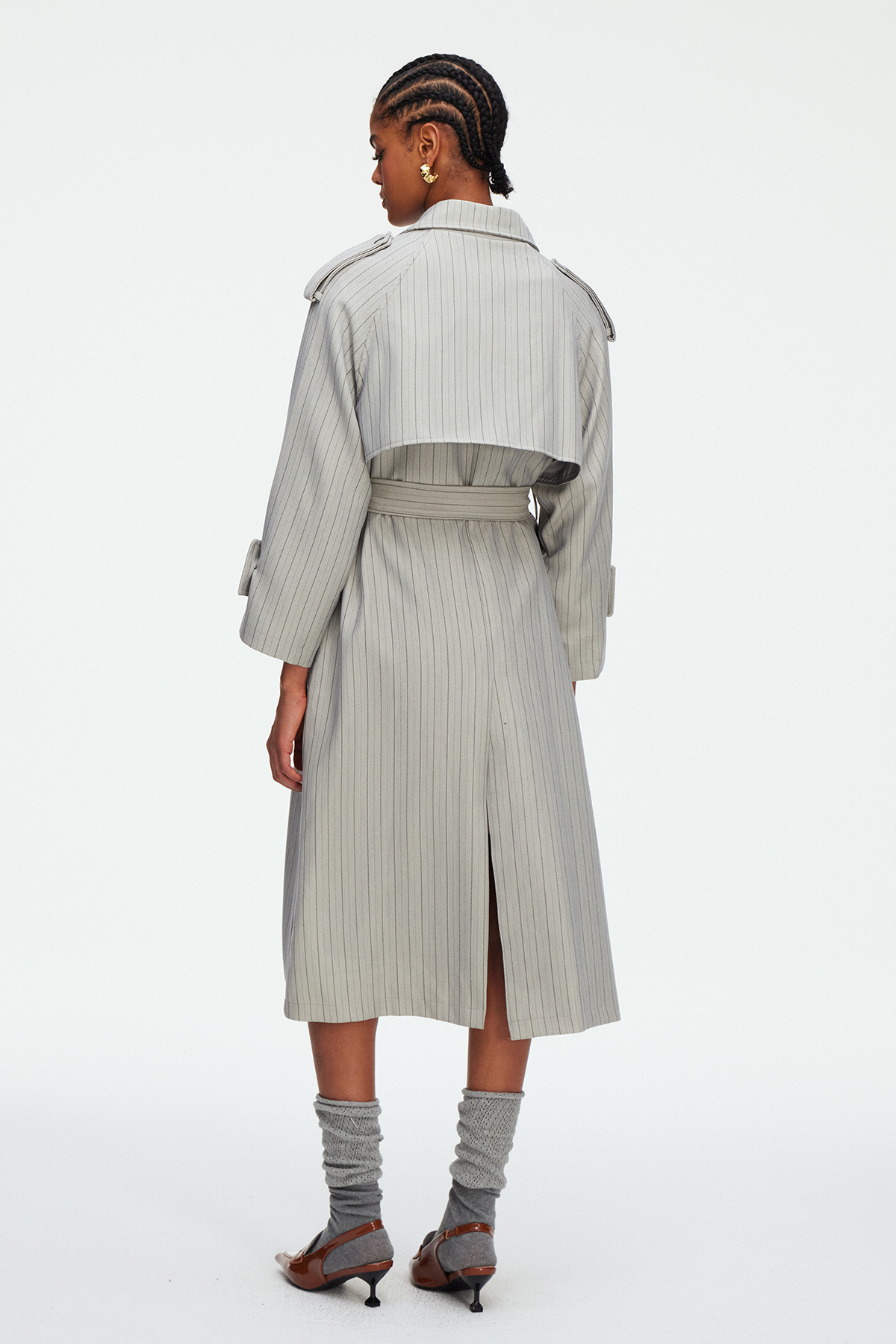 Madisyn Stripe Trench Coat