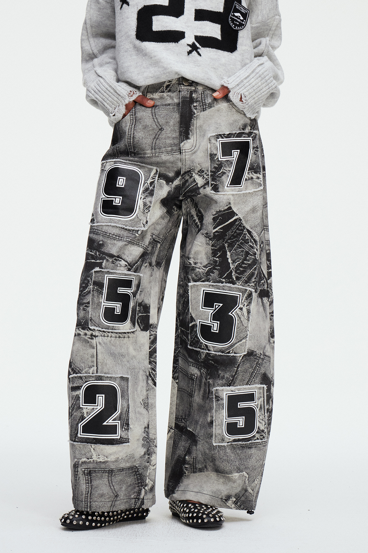 Madjid Deconstruct Print Jeans