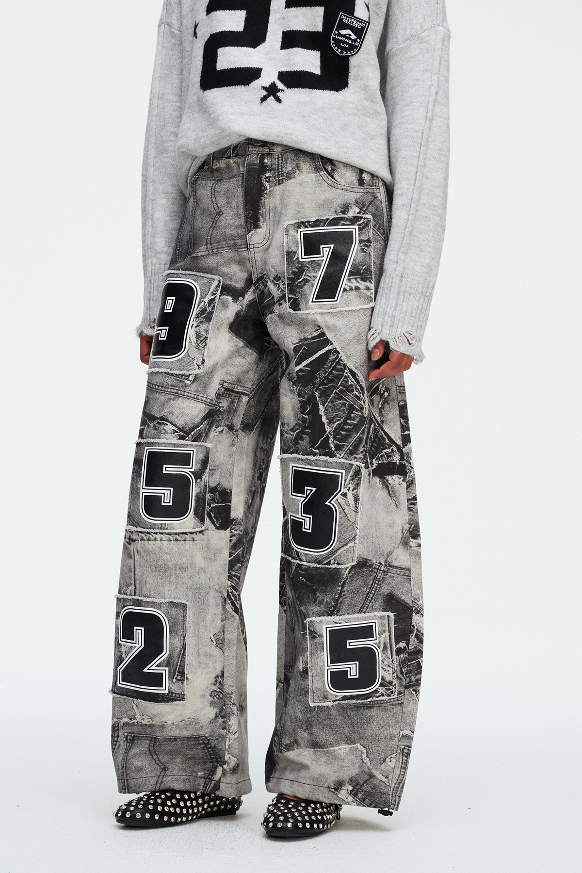 Madjid Deconstruct Print Jeans