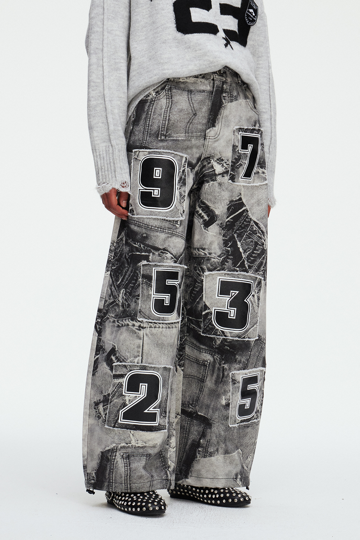 Madjid Deconstruct Print Jeans