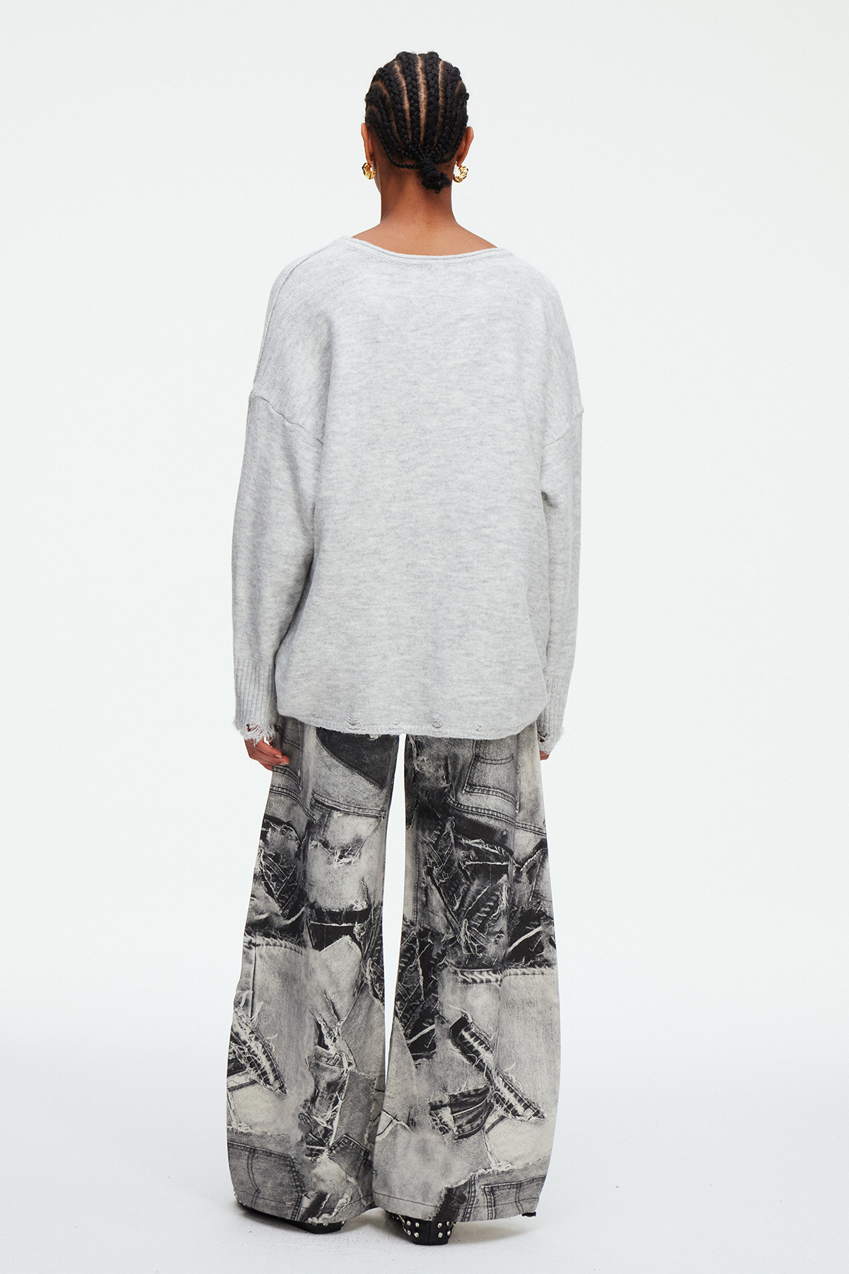 Madjid Deconstruct Print Jeans