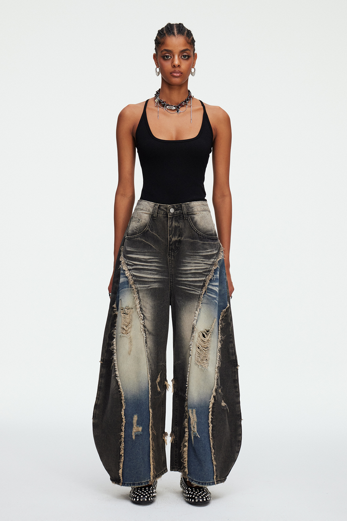 Madona Deconstruct Ripped Baggy Jeans