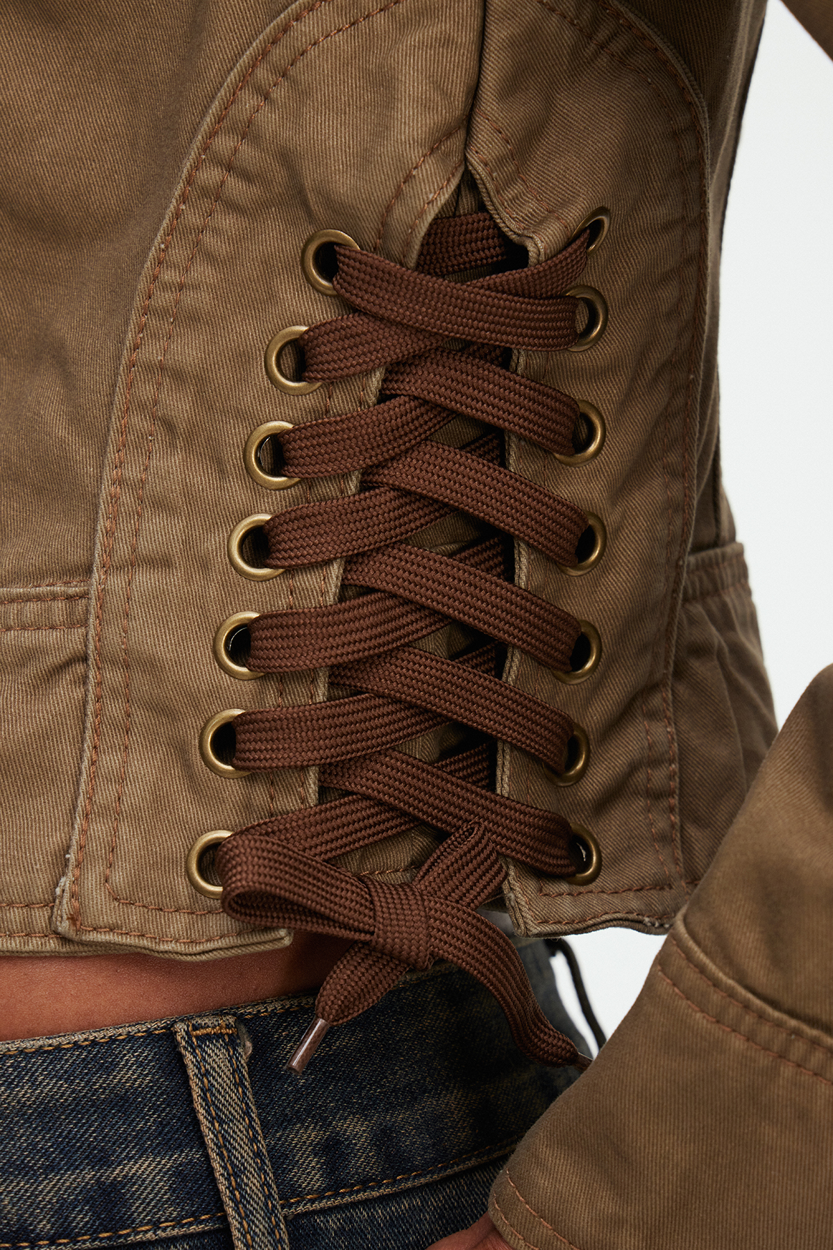 Mae Lace Up Denim Jacket