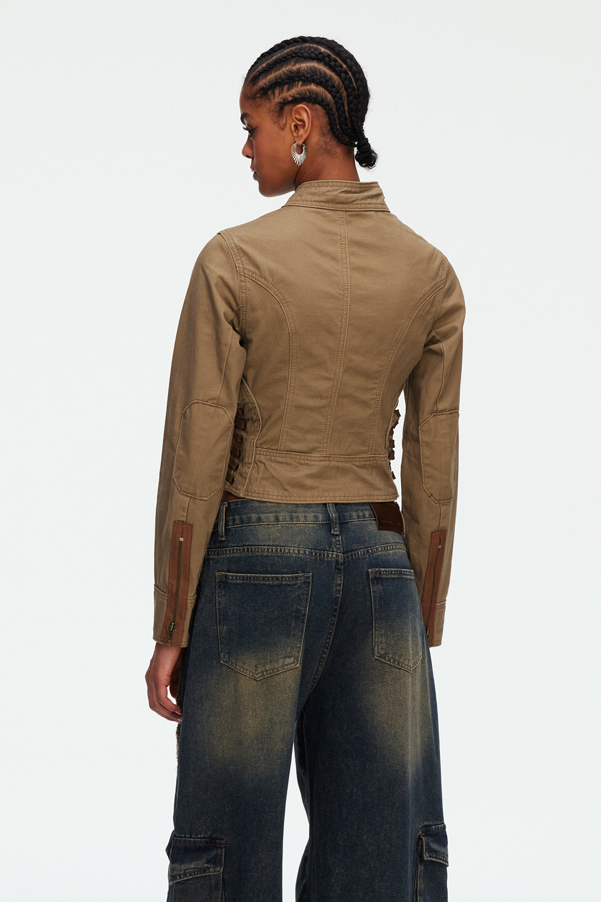 Mae Lace Up Denim Jacket