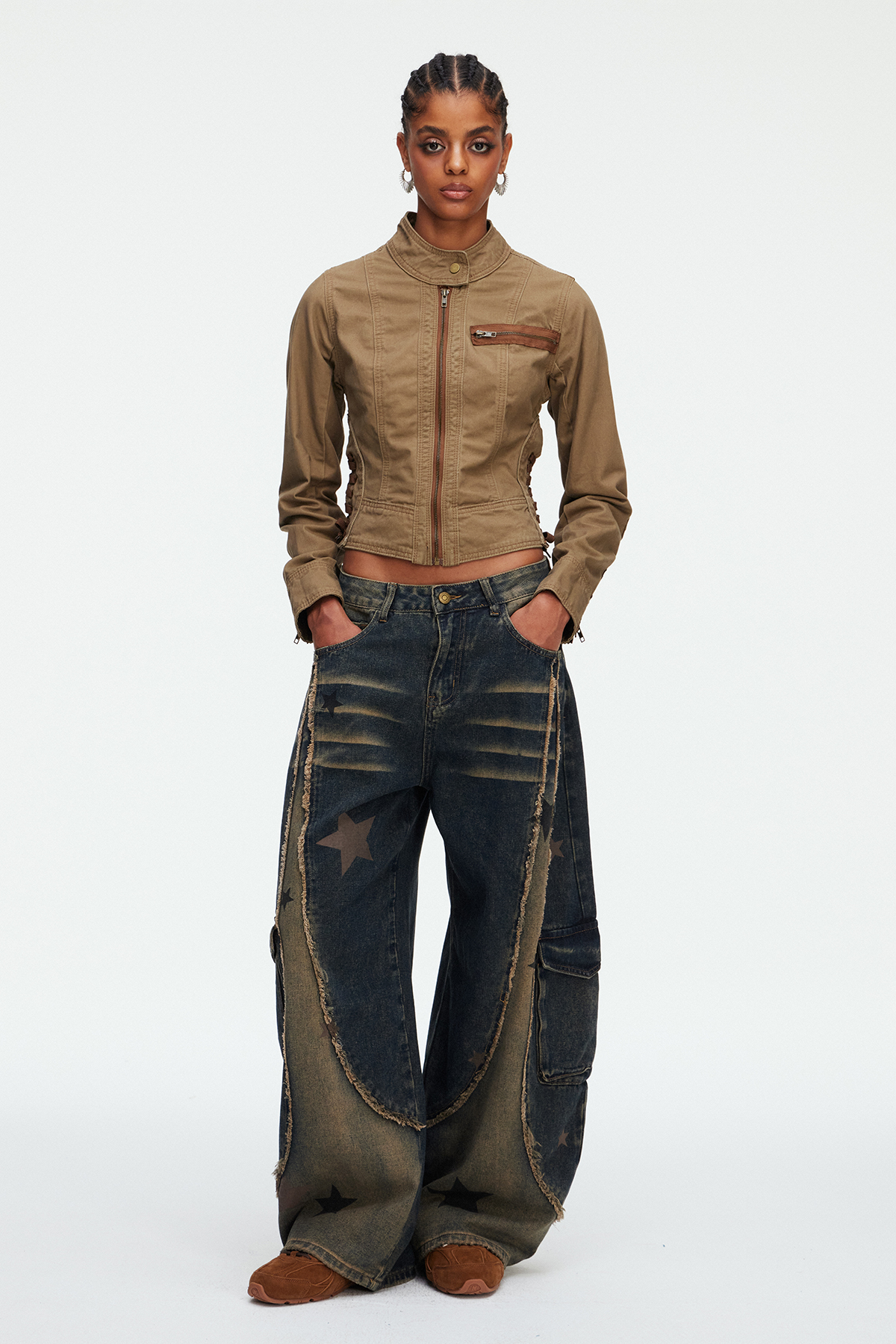 Mae Lace Up Denim Jacket
