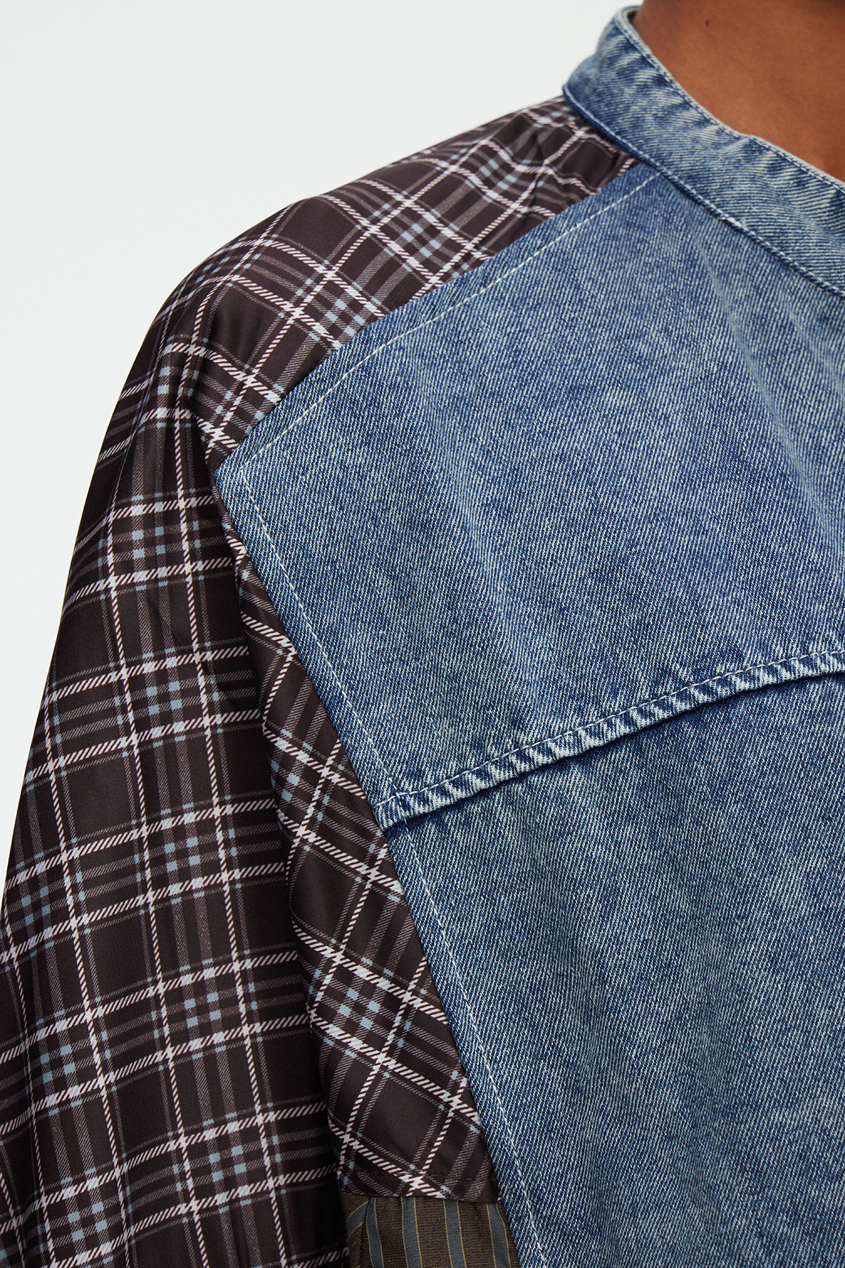 Maegan Stripe Denim Jacket In Blue