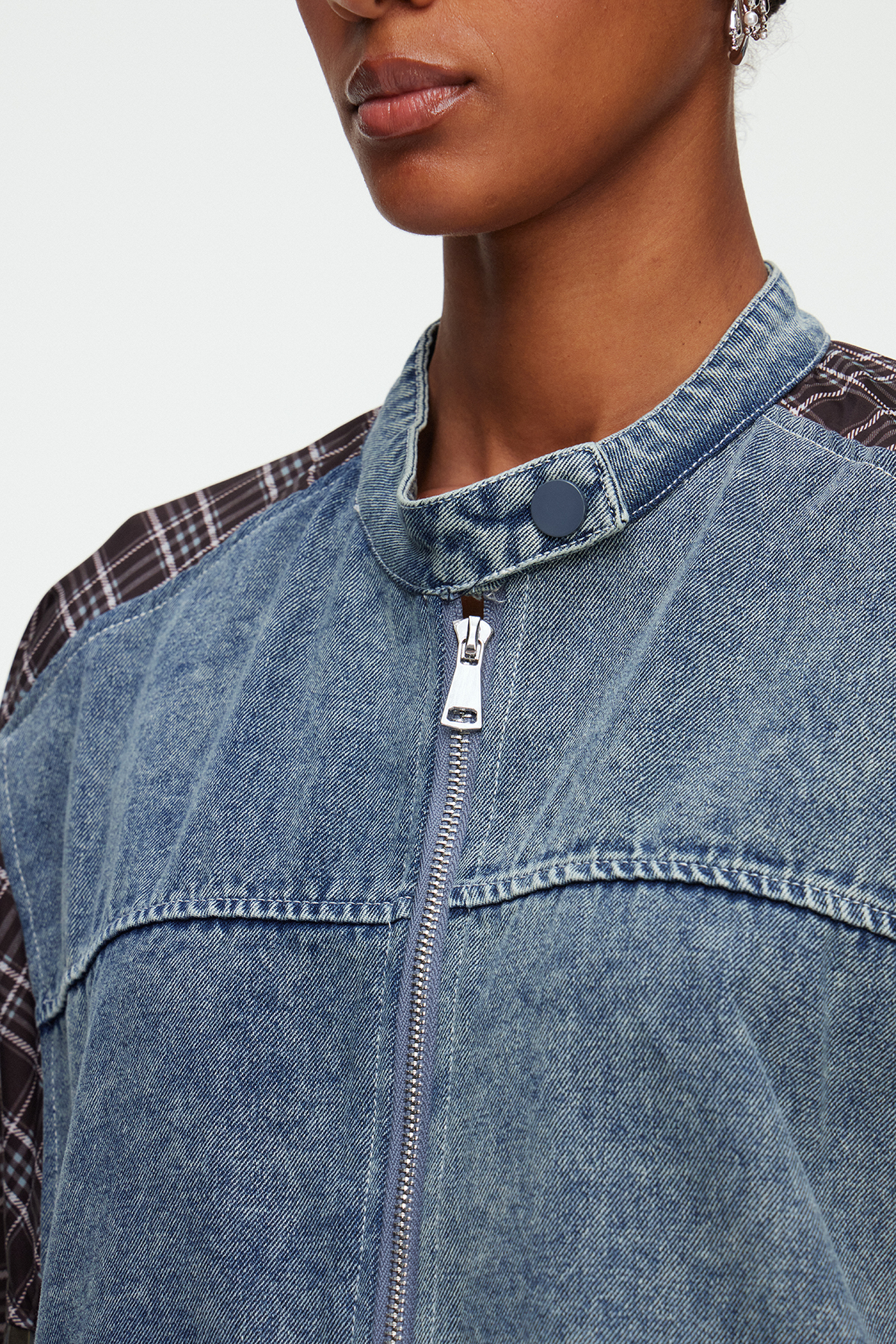 Maegan Stripe Denim Jacket In Blue