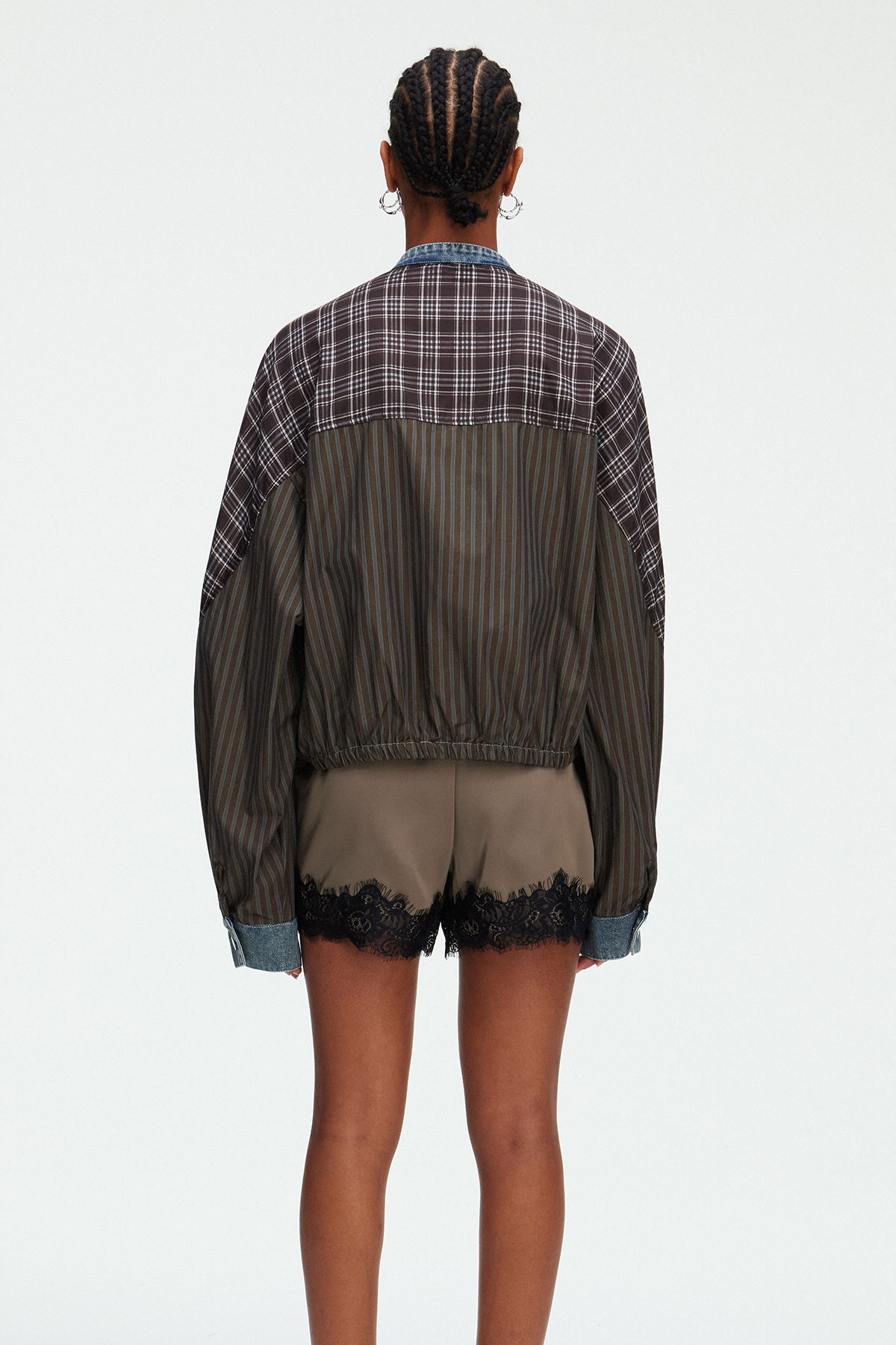 Maegan Stripe Denim Jacket In Blue