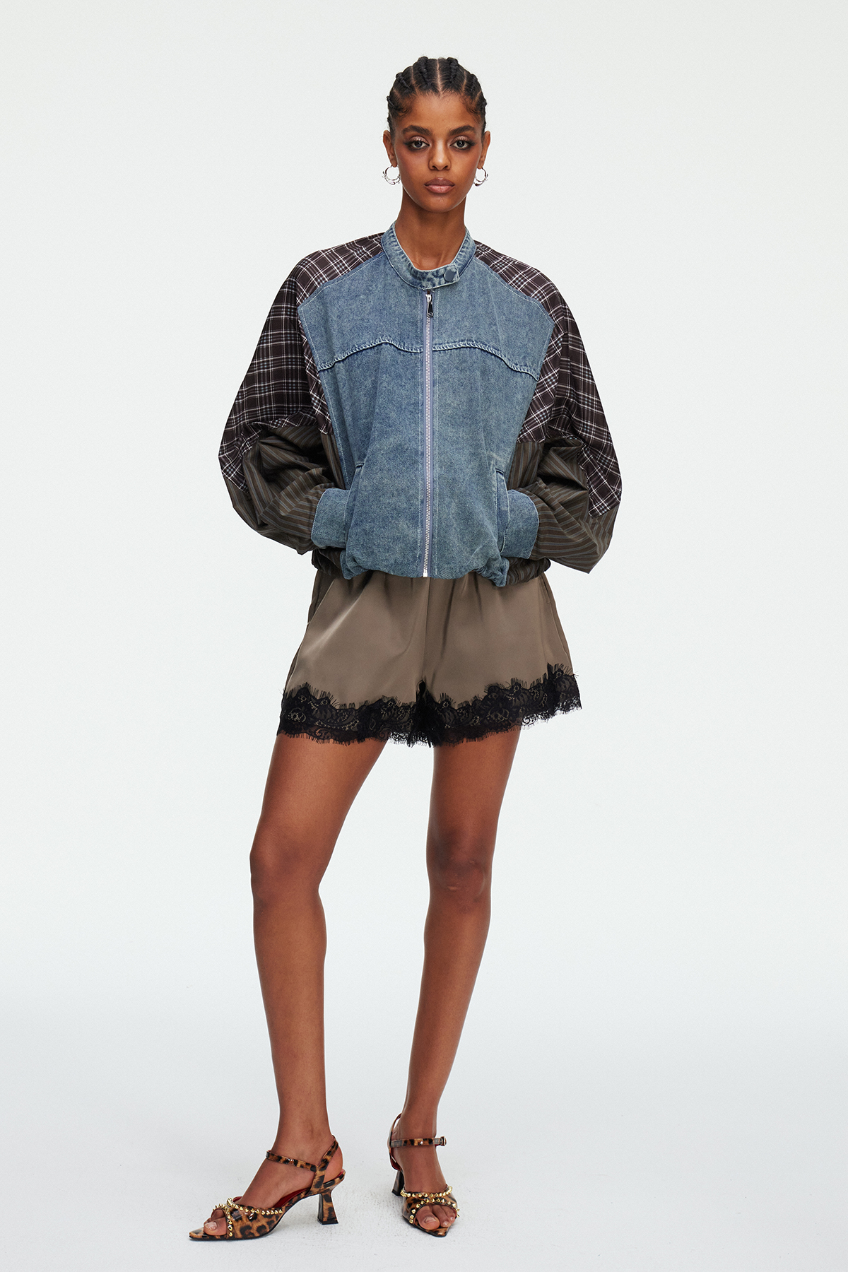 Maegan Stripe Denim Jacket In Blue