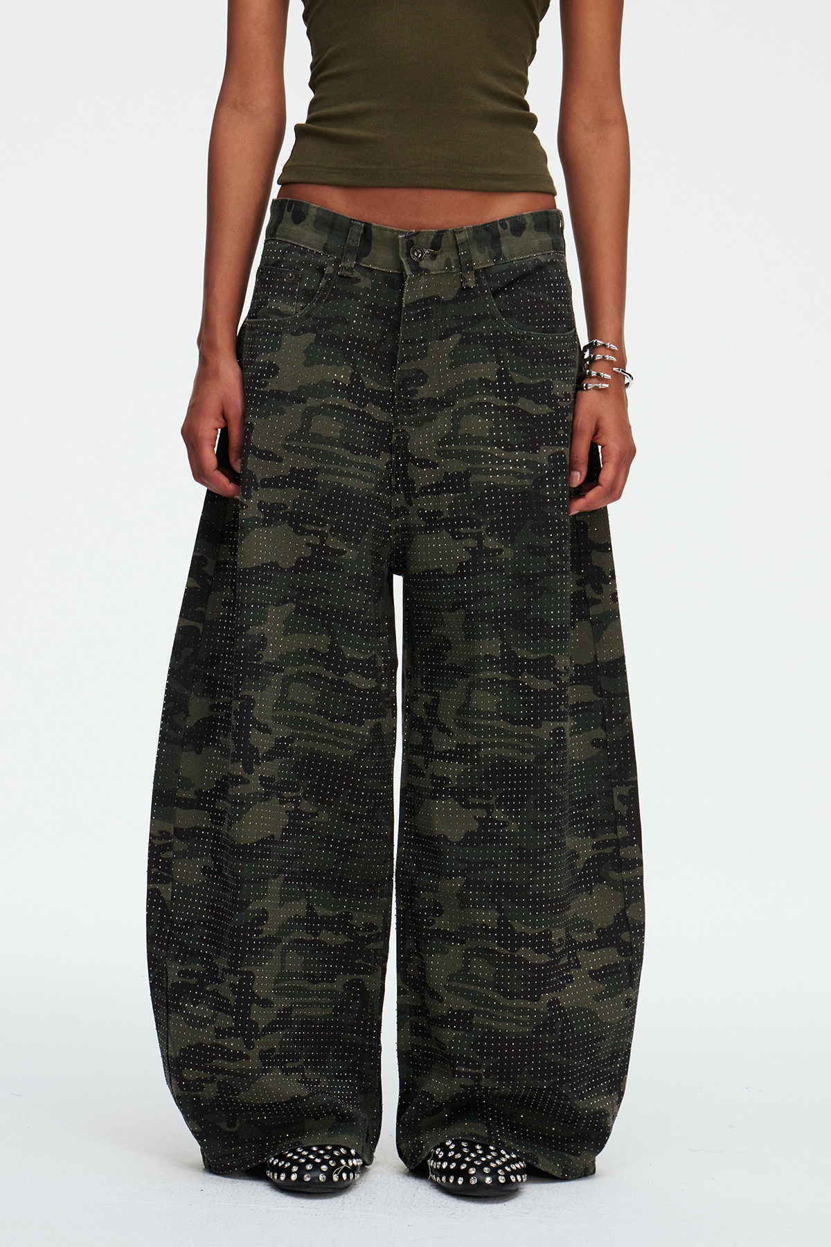 Mael Camouflage Rhinestone Jeans