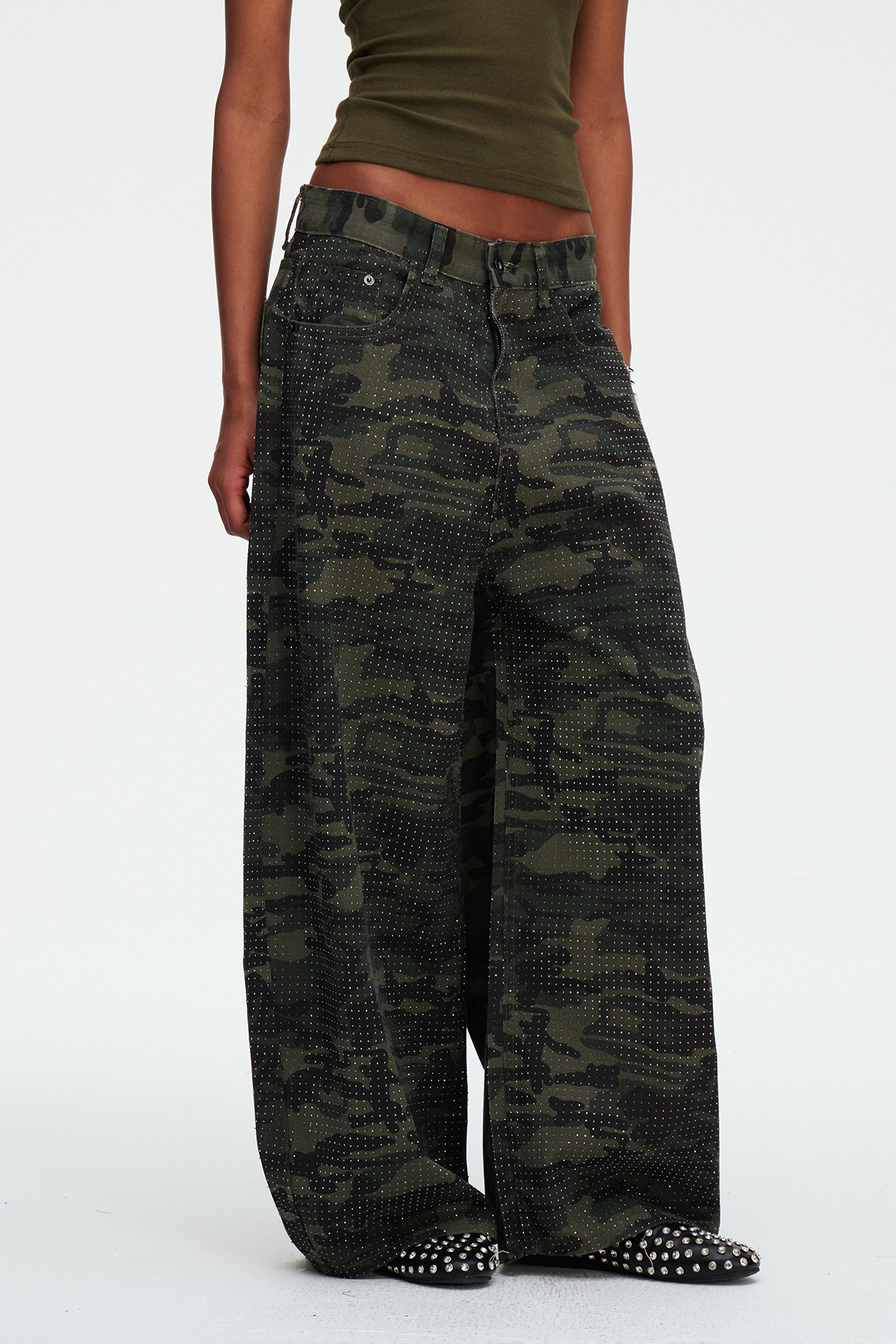 Mael Camouflage Rhinestone Jeans