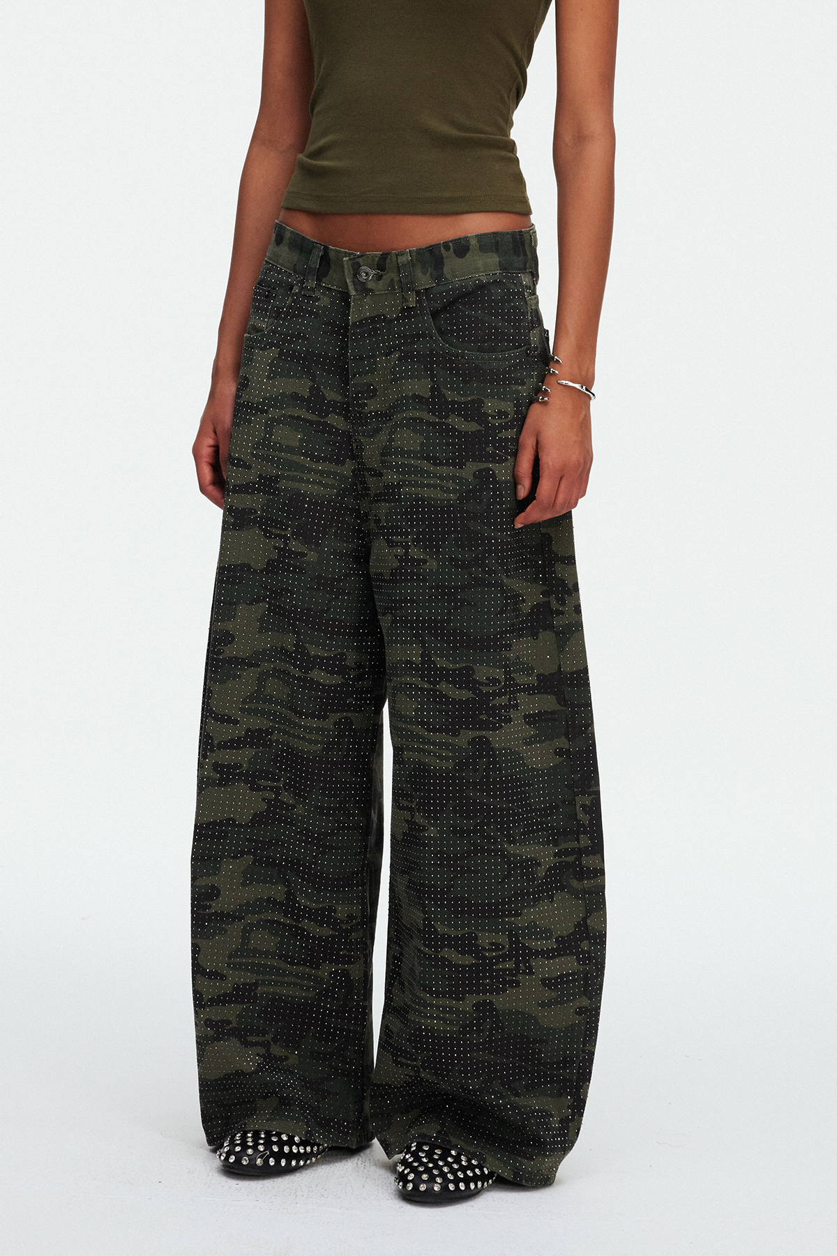 Mael Camouflage Rhinestone Jeans