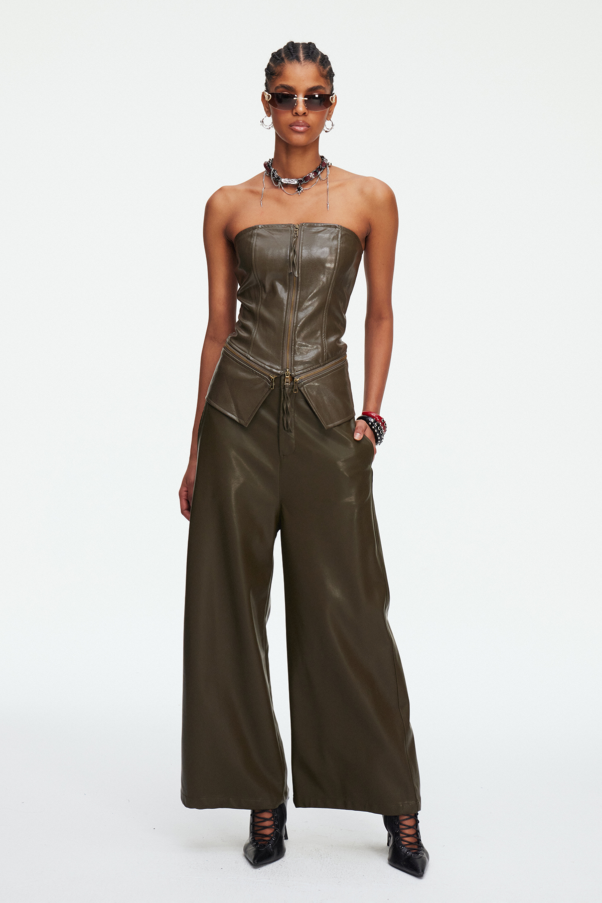 Maelgwn Strapless Leather Pants Set