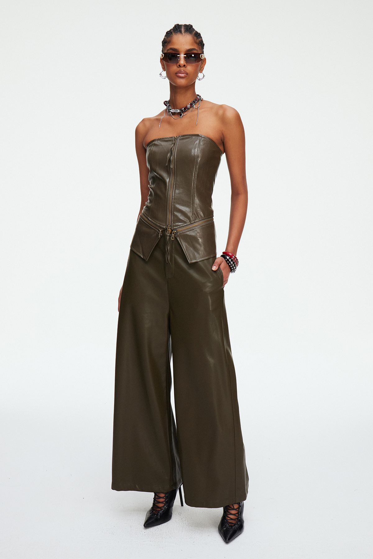 Maelgwn Strapless Leather Pants Set