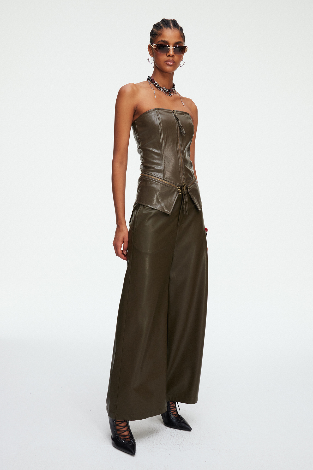 Maelgwn Strapless Leather Pants Set