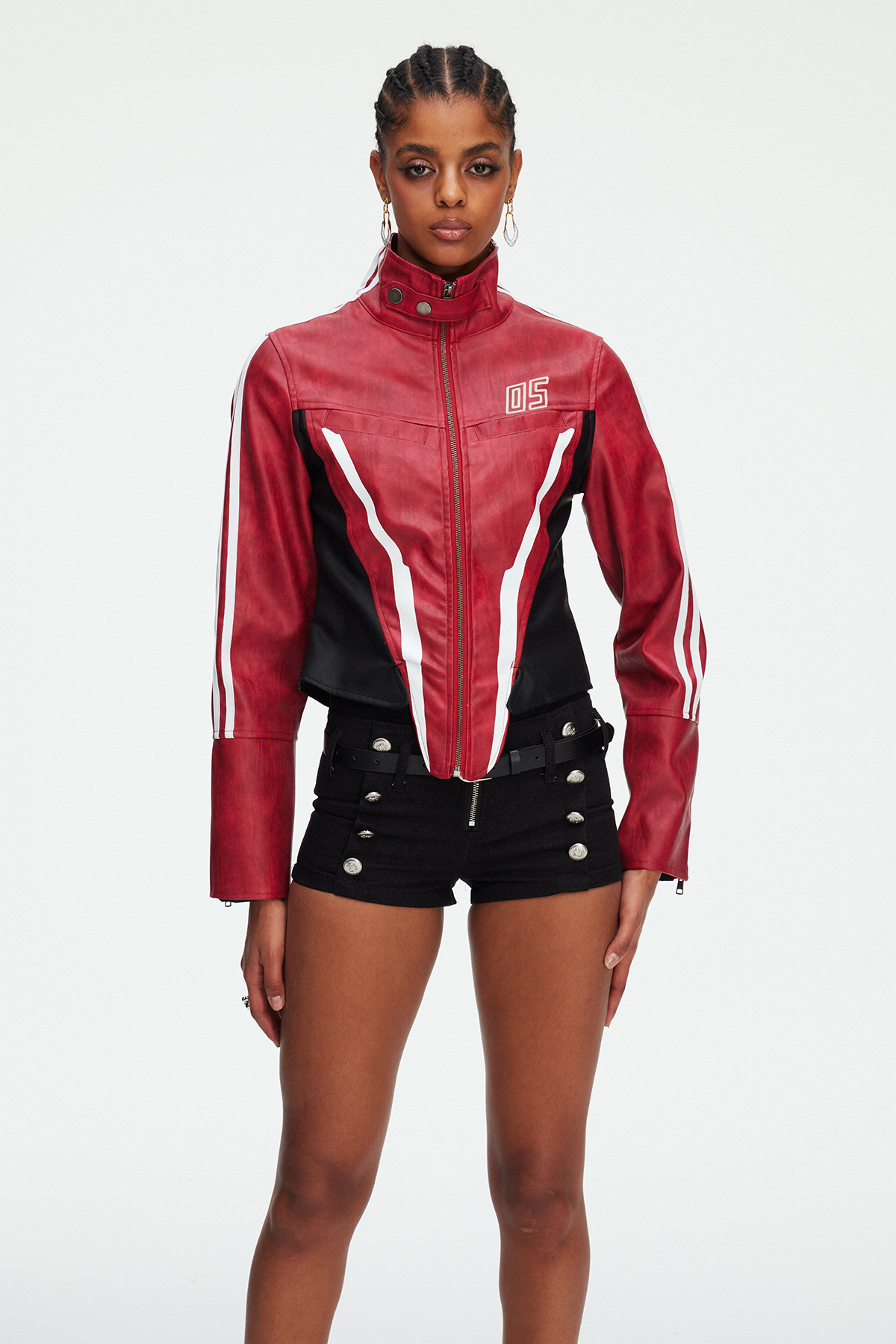 Maeve Stripe Leather Top