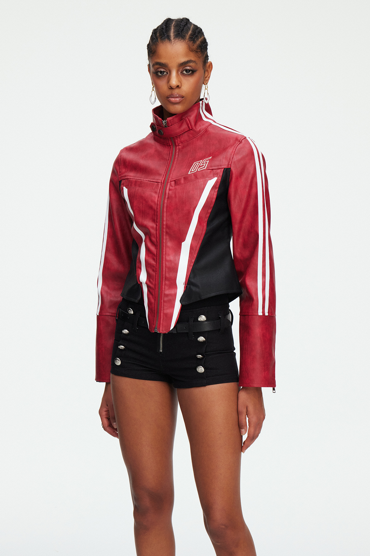 Maeve Stripe Leather Top