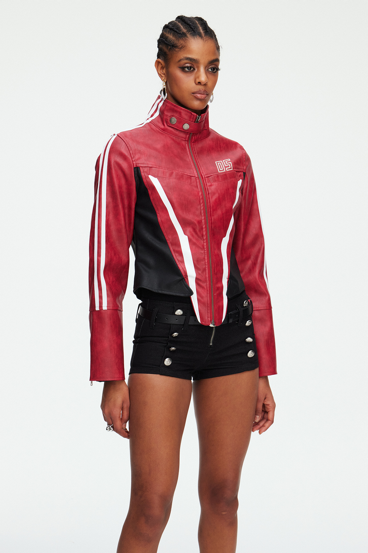 Maeve Stripe Leather Top