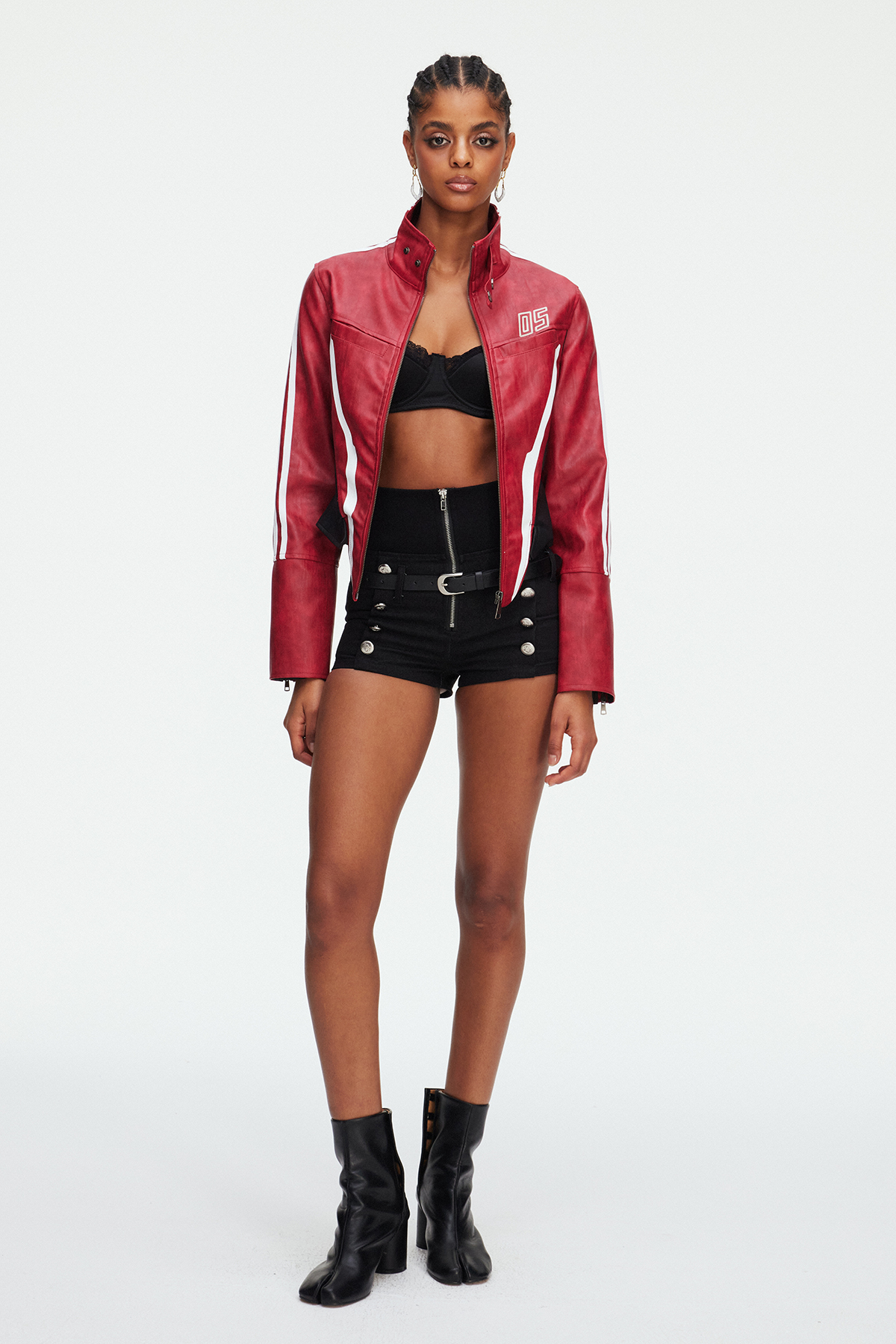 Maeve Stripe Leather Top