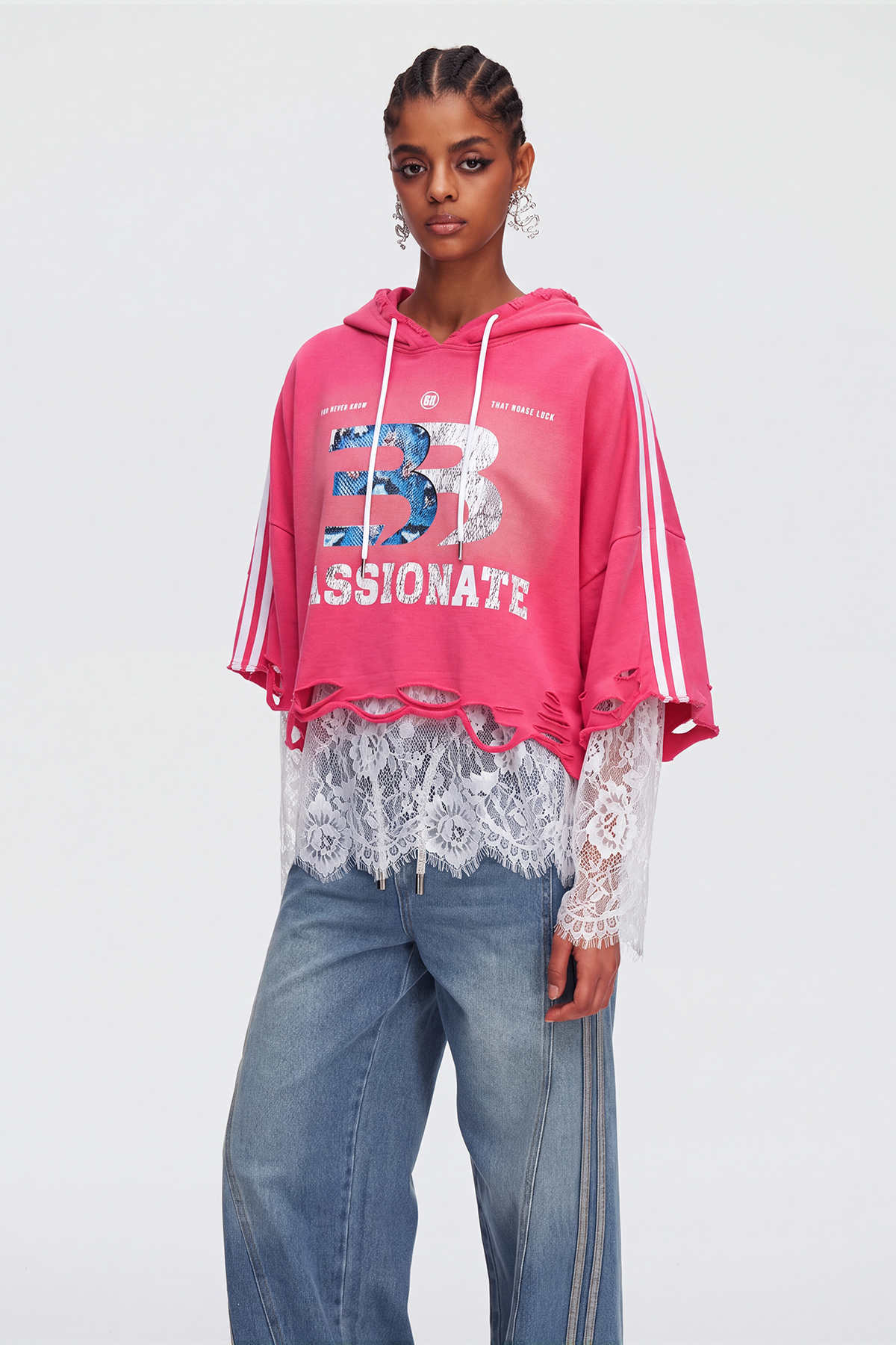 Magaly Lace Print Top In Red