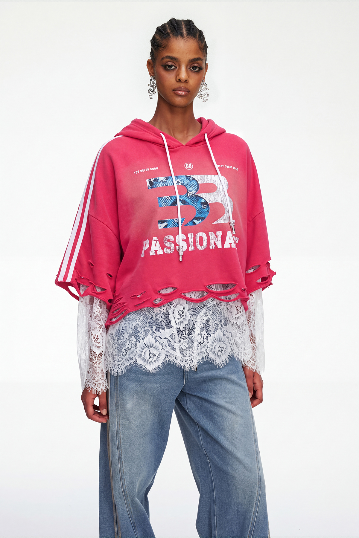Magaly Lace Print Top In Red