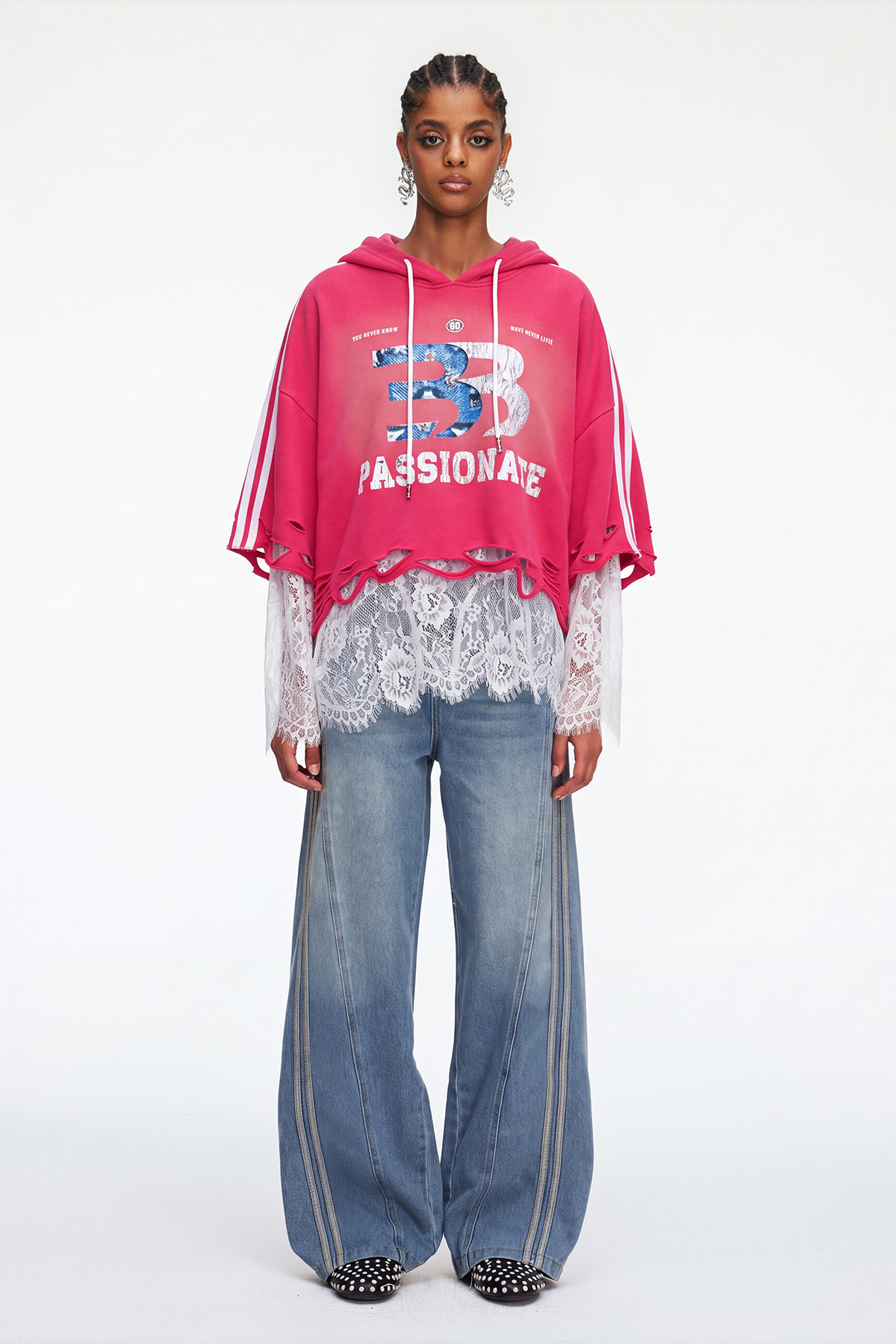 Magaly Lace Print Top In Red