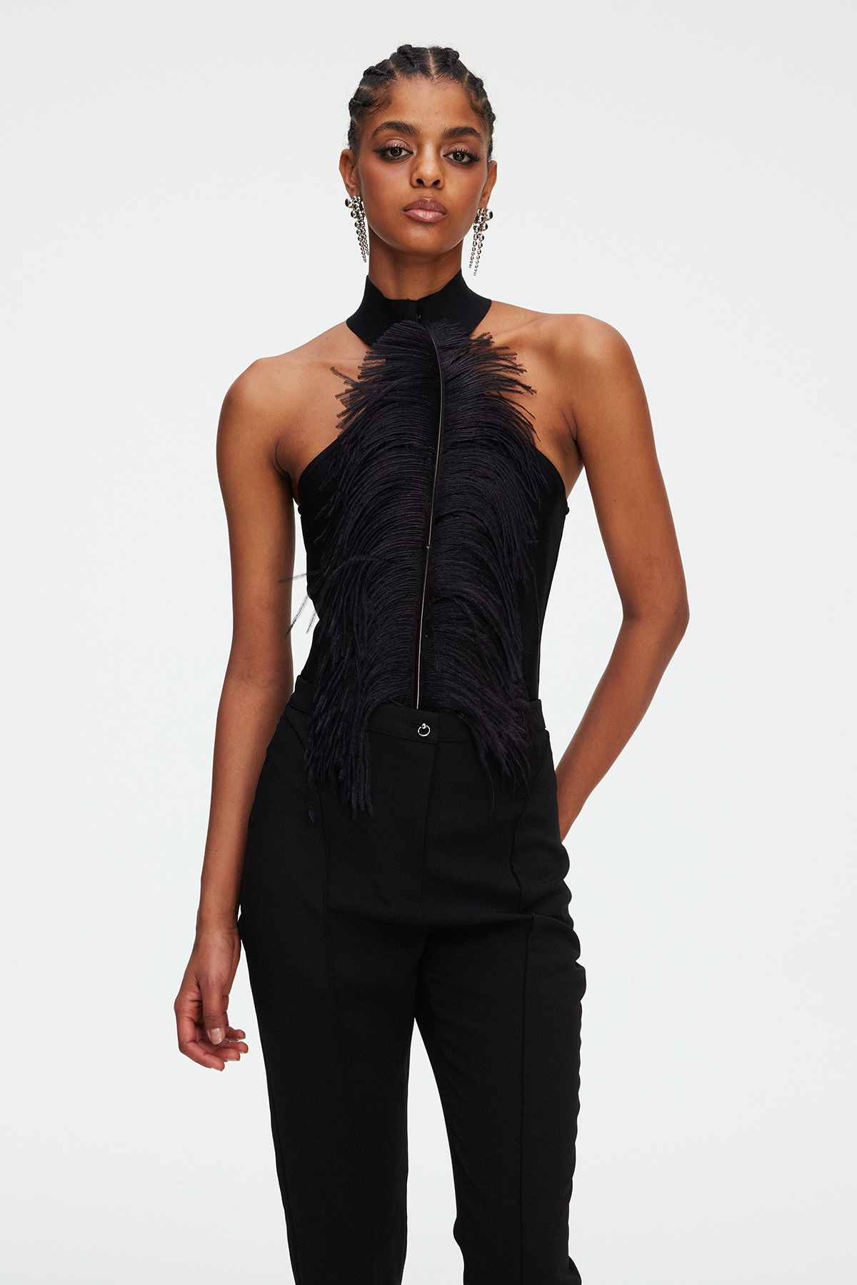 Magdalena Halter Neck Feather Bodysuit
