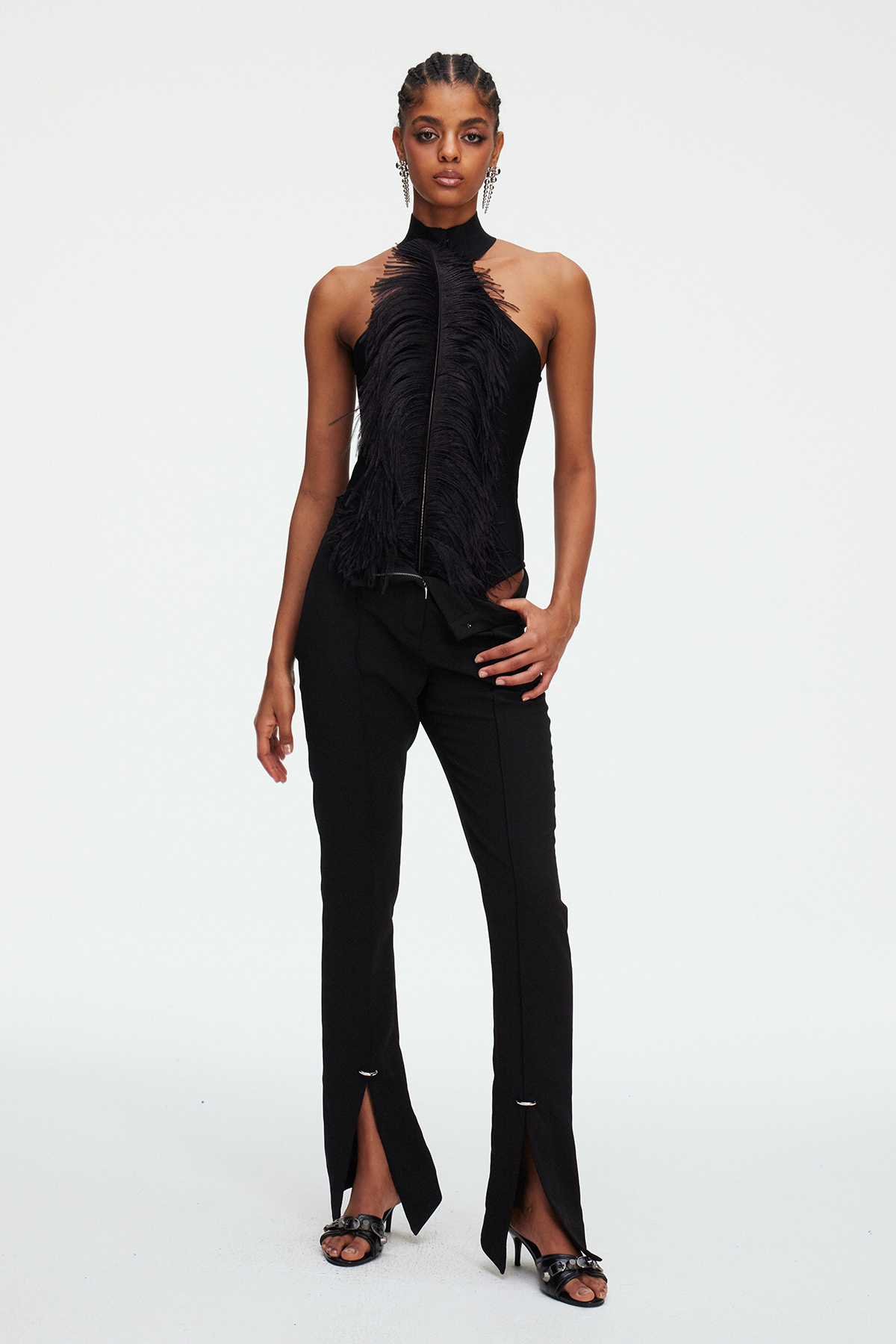 Magdalena Halter Neck Feather Bodysuit