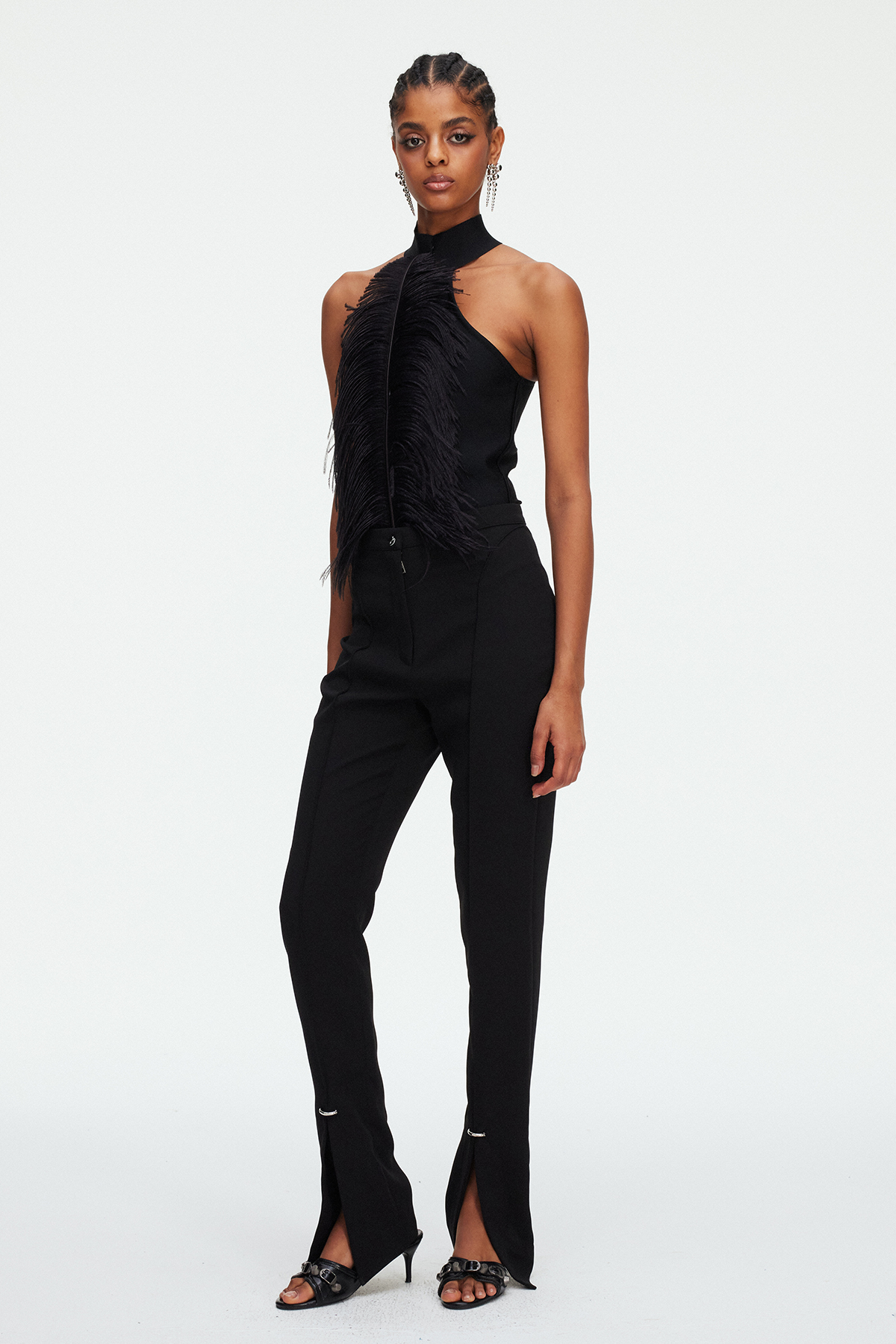 Magdalena Halter Neck Feather Bodysuit
