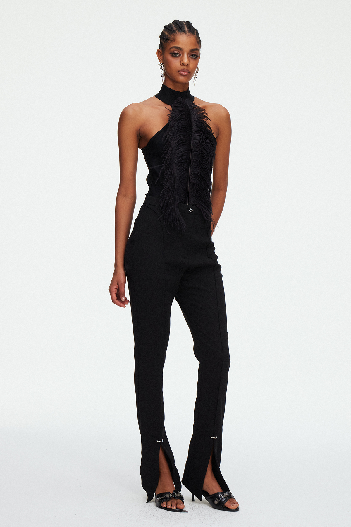 Magdalena Halter Neck Feather Bodysuit