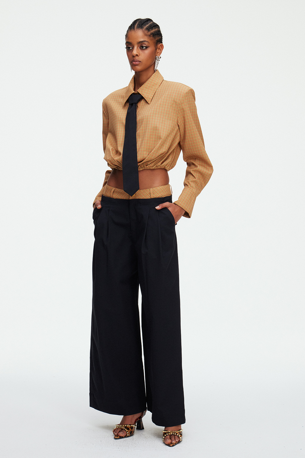 Magdalina Grid Pants Set