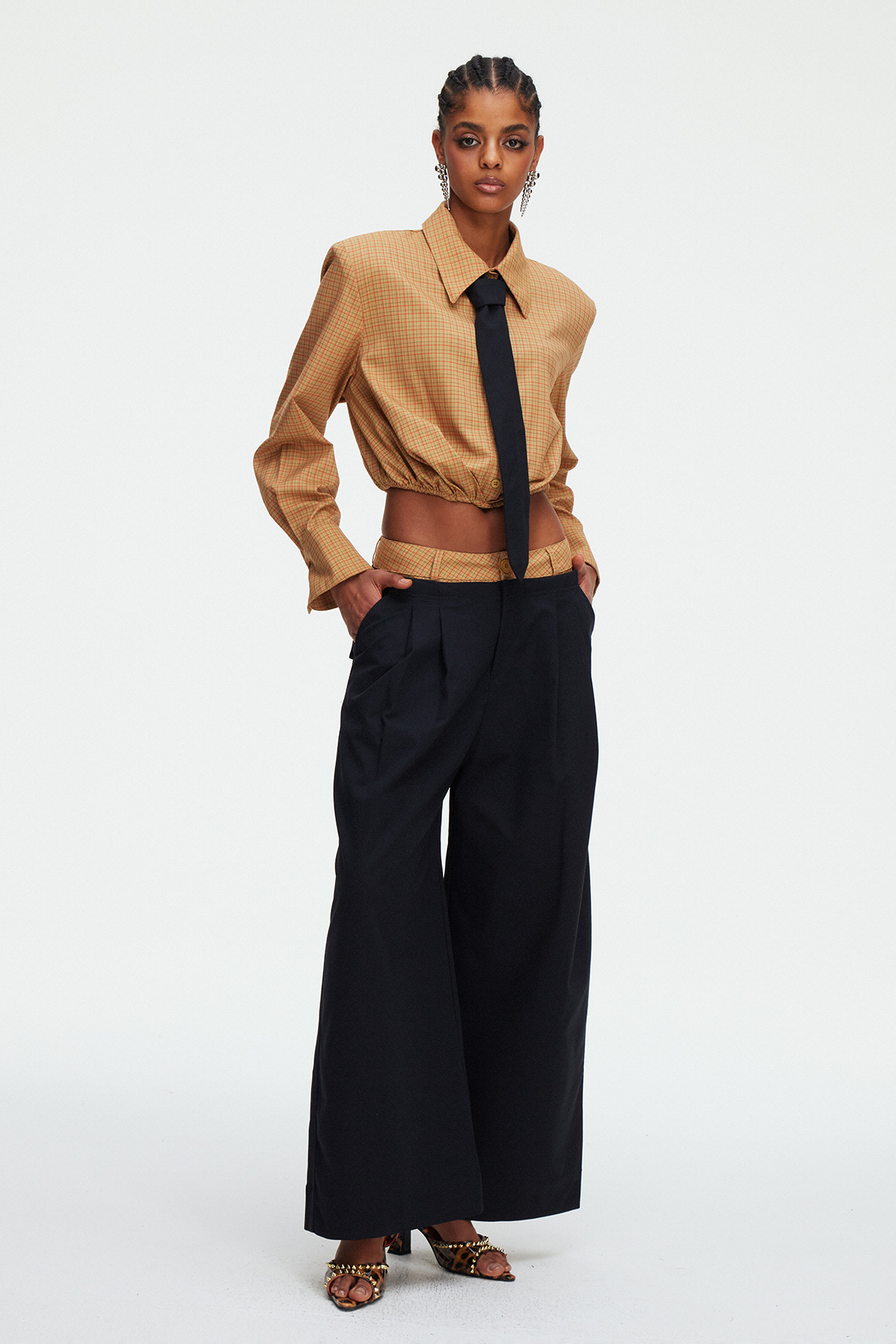 Magdalina Grid Pants Set