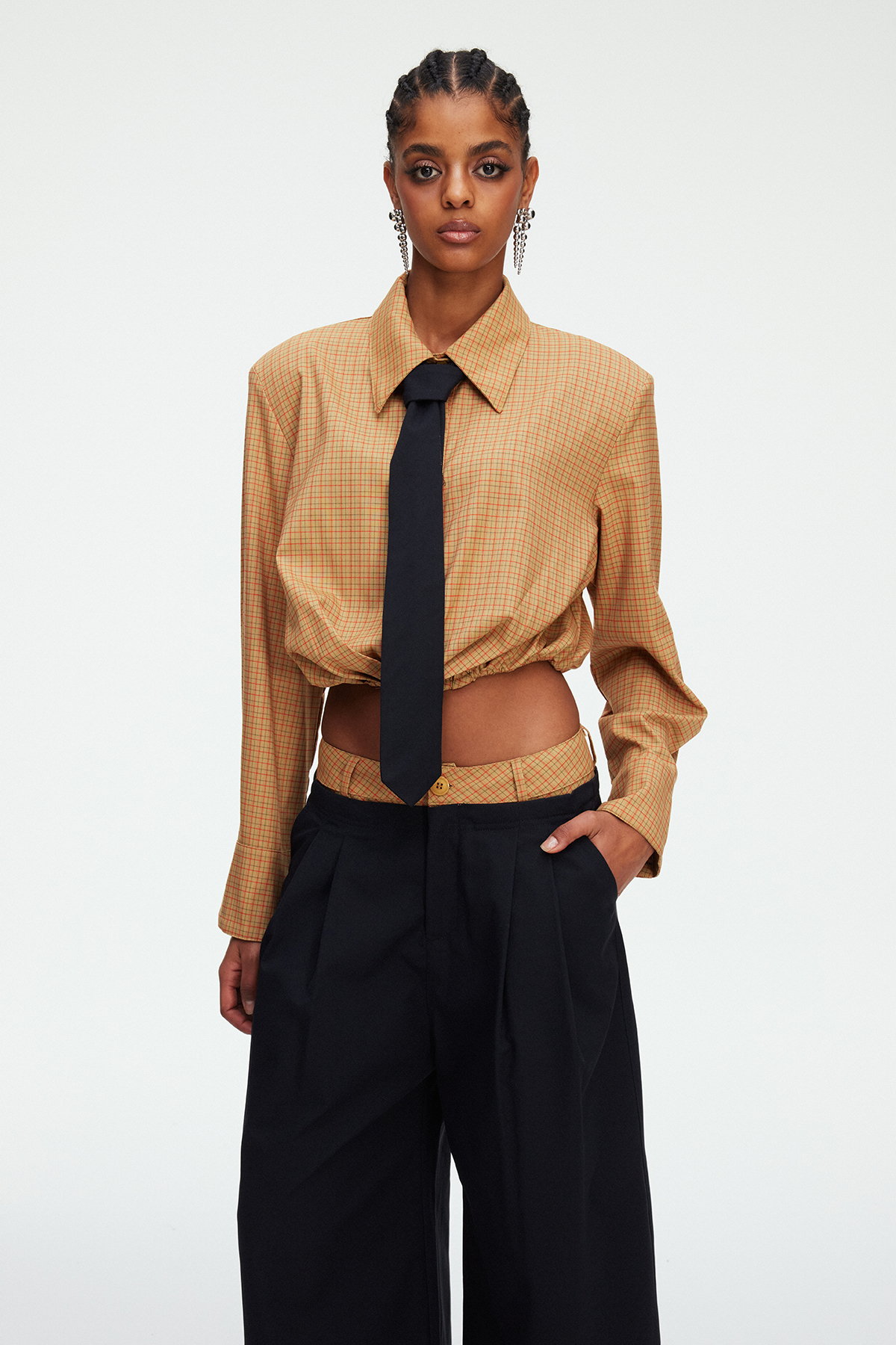 Magdalina Grid Pants Set