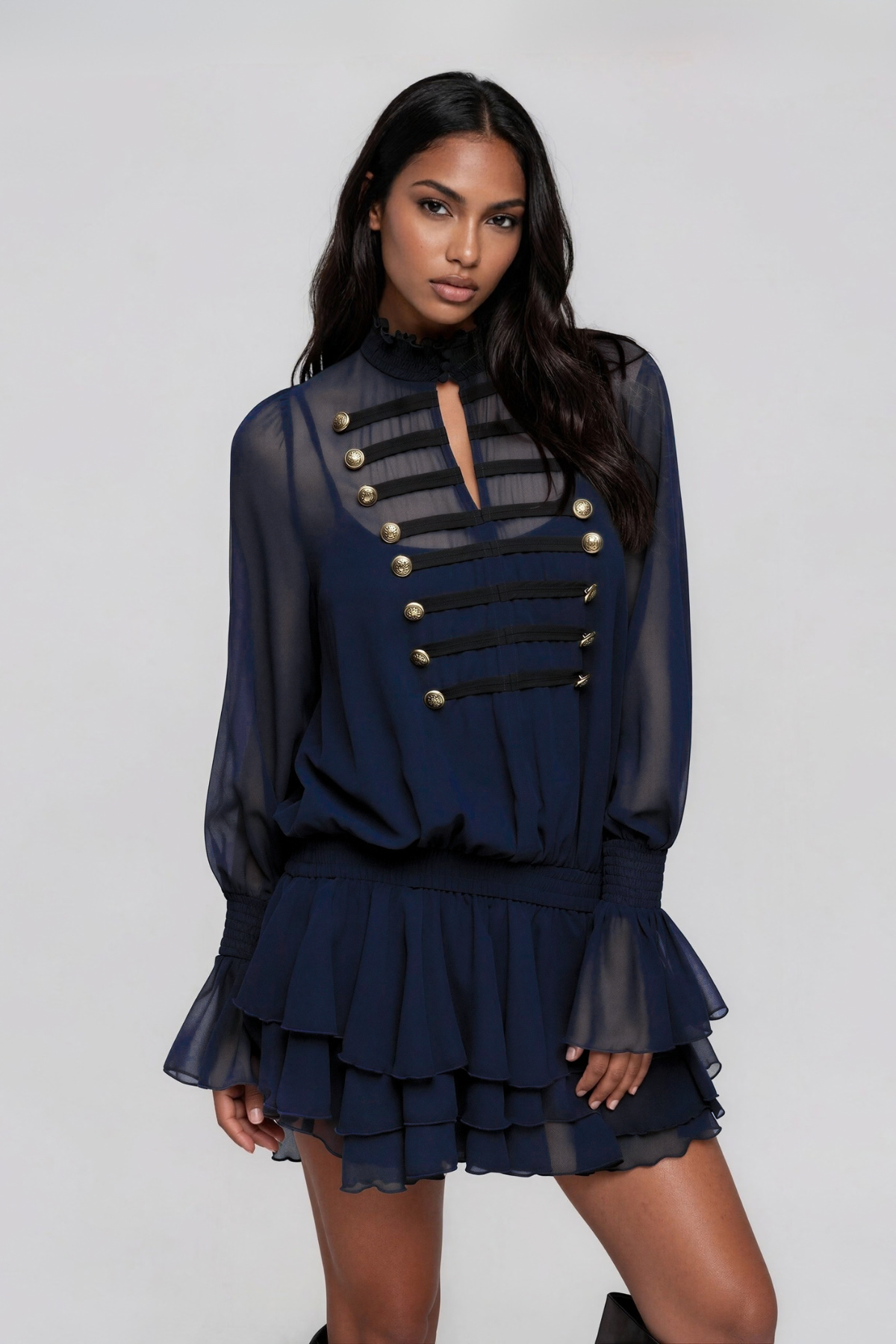 Maglocunos Napoleon Mesh Mini Dress