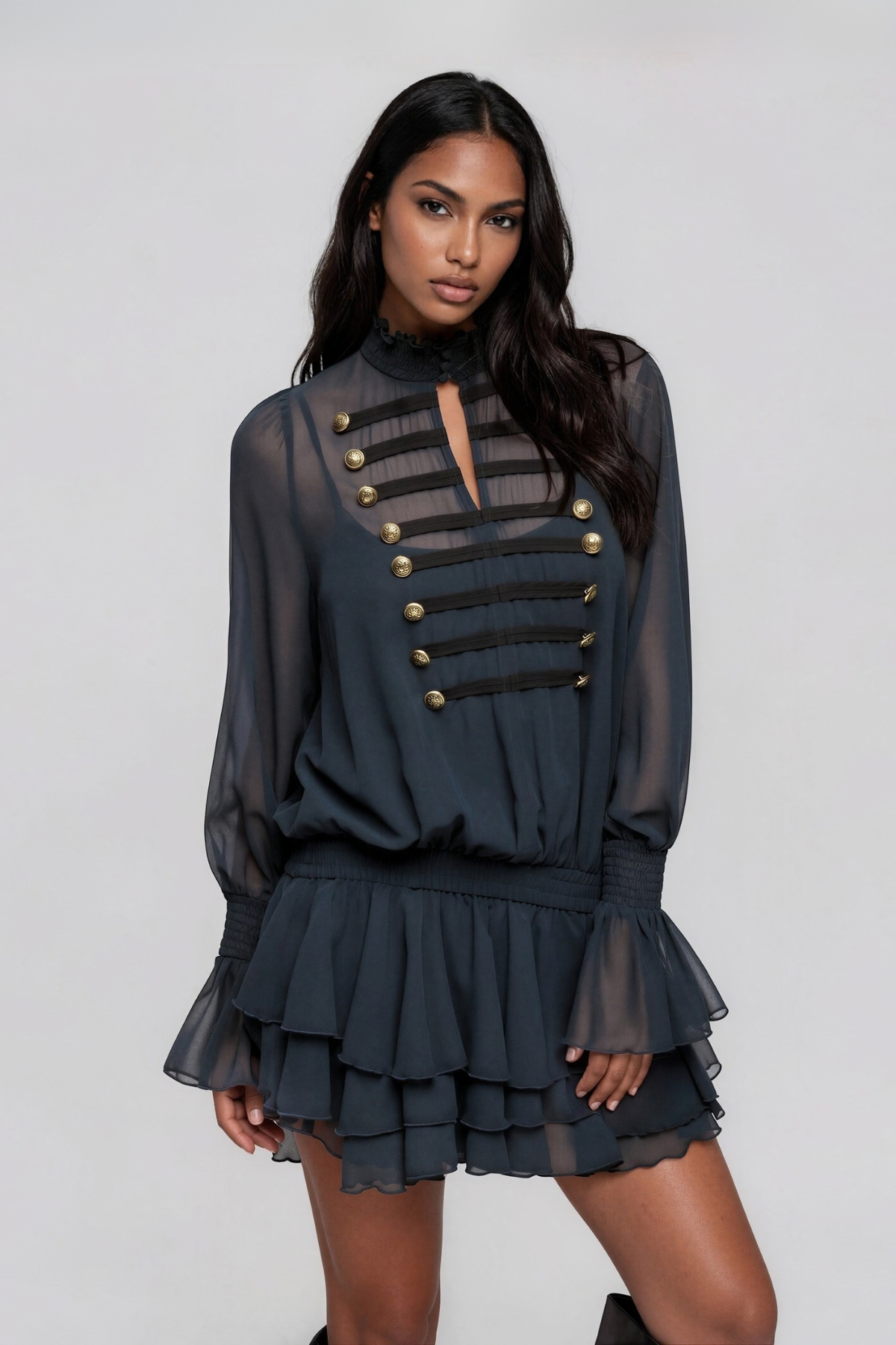 Maglocunos Napoleon Mesh Mini Dress