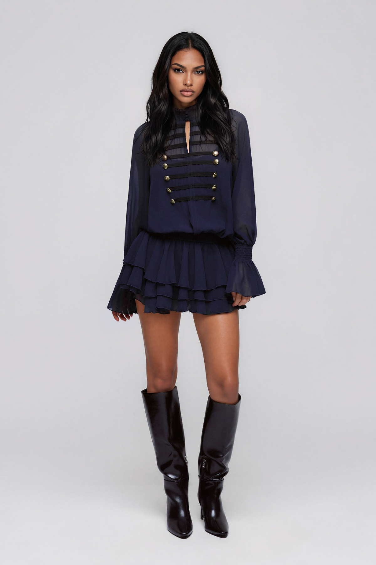 Maglocunos Napoleon Mesh Mini Dress