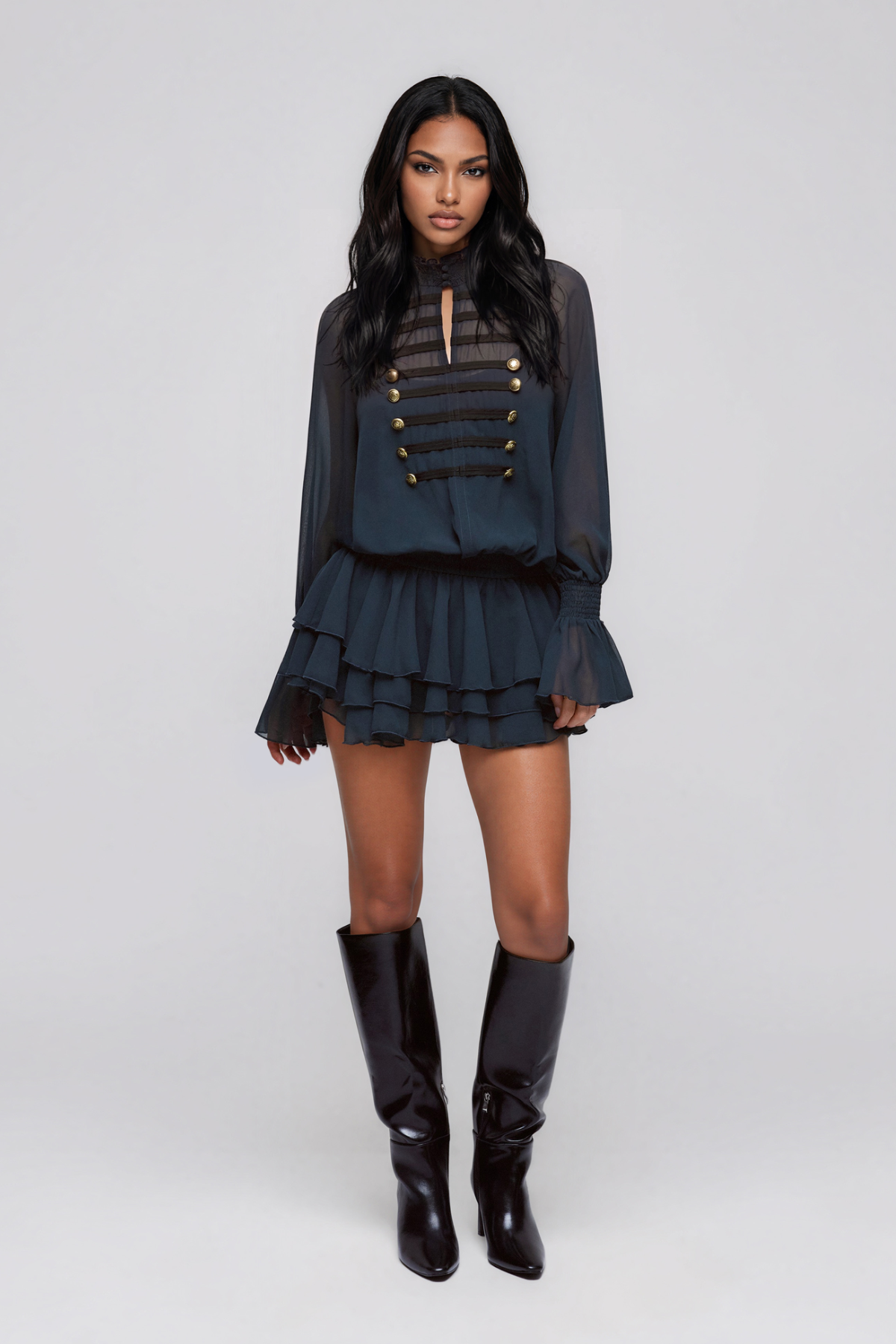 Maglocunos Napoleon Mesh Mini Dress