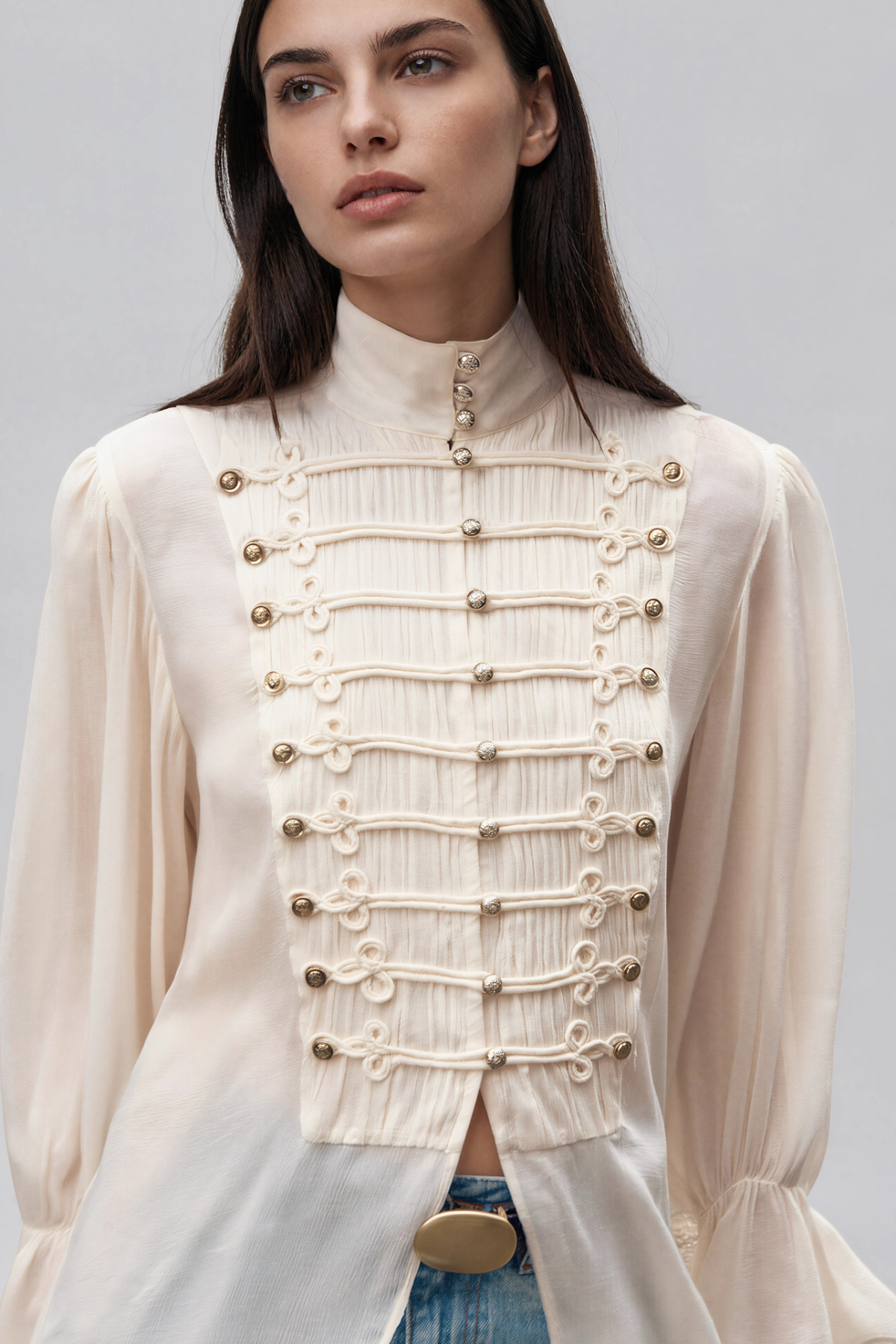 Magne Bell Sleeve Napoleon Top