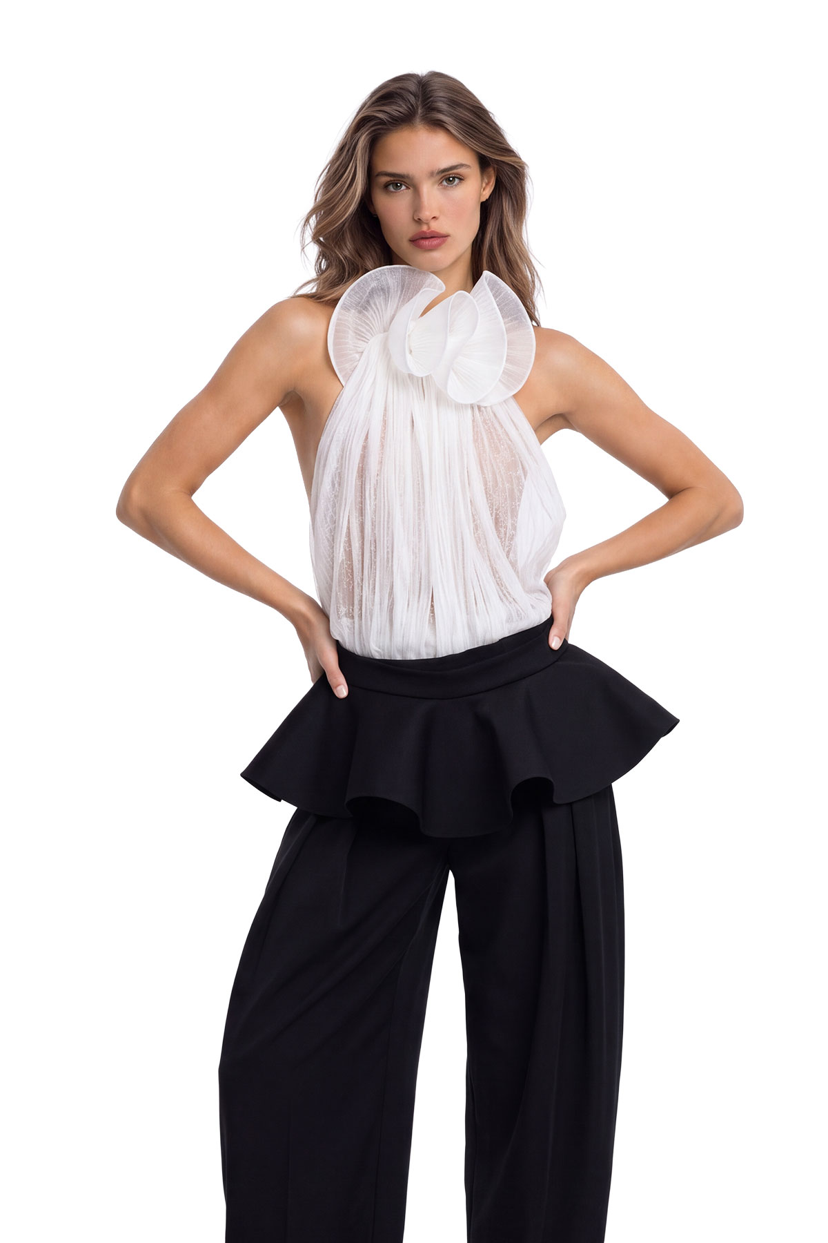 Magnhildr Ruffle Mesh Pants Set